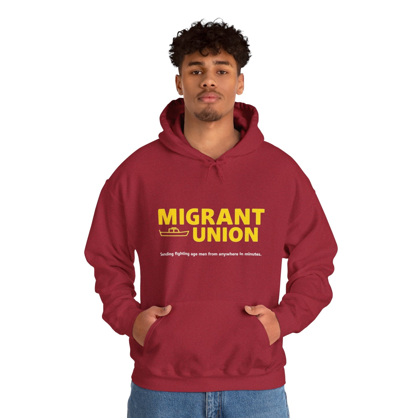 Migrant Union Hooded Sweatshirt, Unisex Sweatshirt, Cozy Layer, Activism Apparel, Streetwear, Gift for Protesters, Conscious Fashion