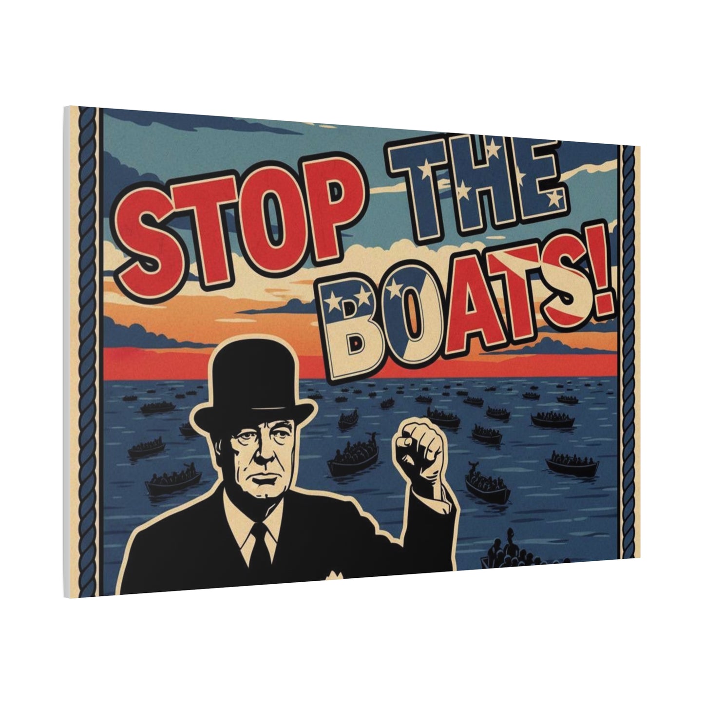Stop the boats winston churchill retro potrait Matte Canvas, Stretched, 1.25"