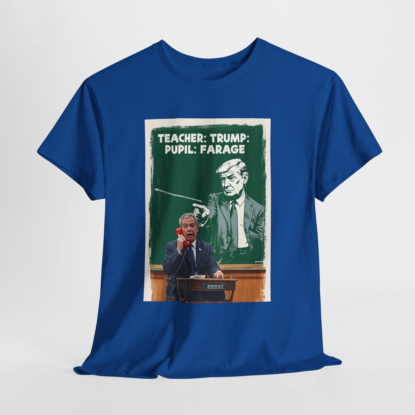 Political Humor Tee: Teacher Trump & Pupil Farage Graphic Shirt