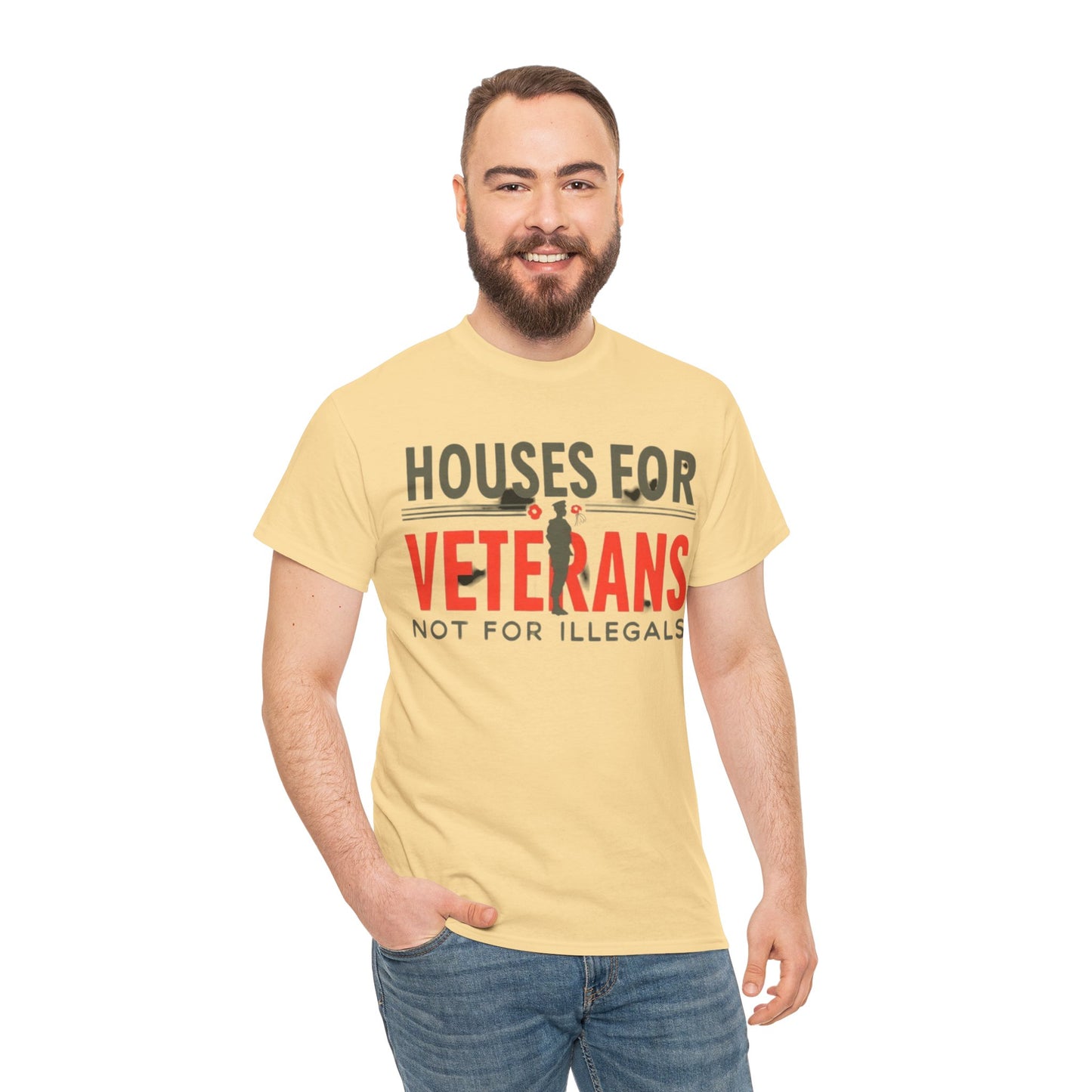 Unisex Heavy Cotton Tee - 'Houses for Veterans not for illegals' Statement Shirt for Supporters, Patriotic Gifts, Veteran Advocacy Apparel, Everyday [...]