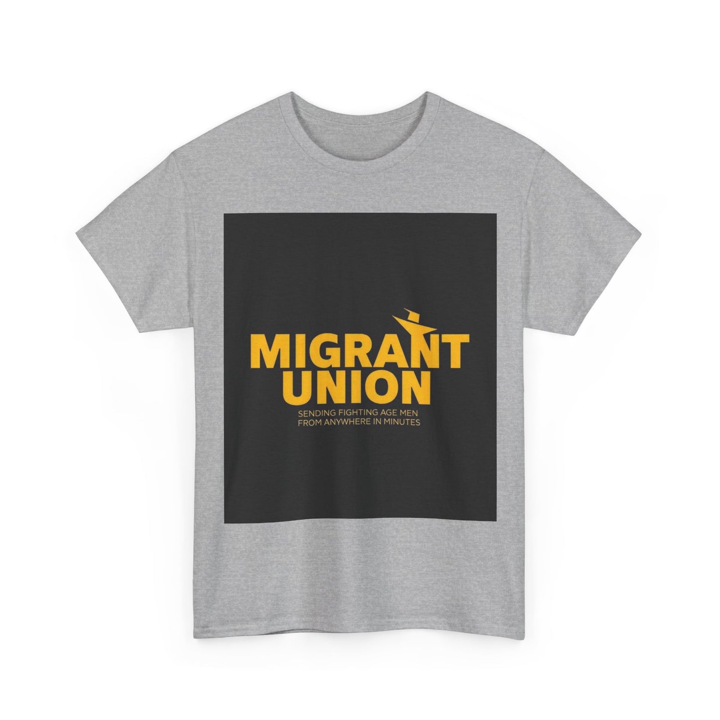 Migrant Union Unisex Heavy Cotton Tee, Casual Wear, Activism Shirt, Gift for Advocates, Comfortable Everyday Tee, Statement Clothing