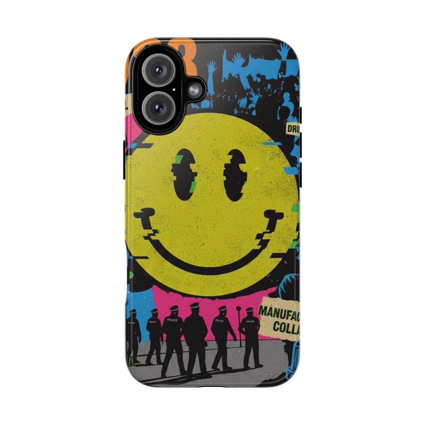 Acid house rave Vibrant iPhone Case, Tough Cases, Smiley Face Phone Cover, Fun Accessory, Colorful Phone Protector, Gift for Teenagers