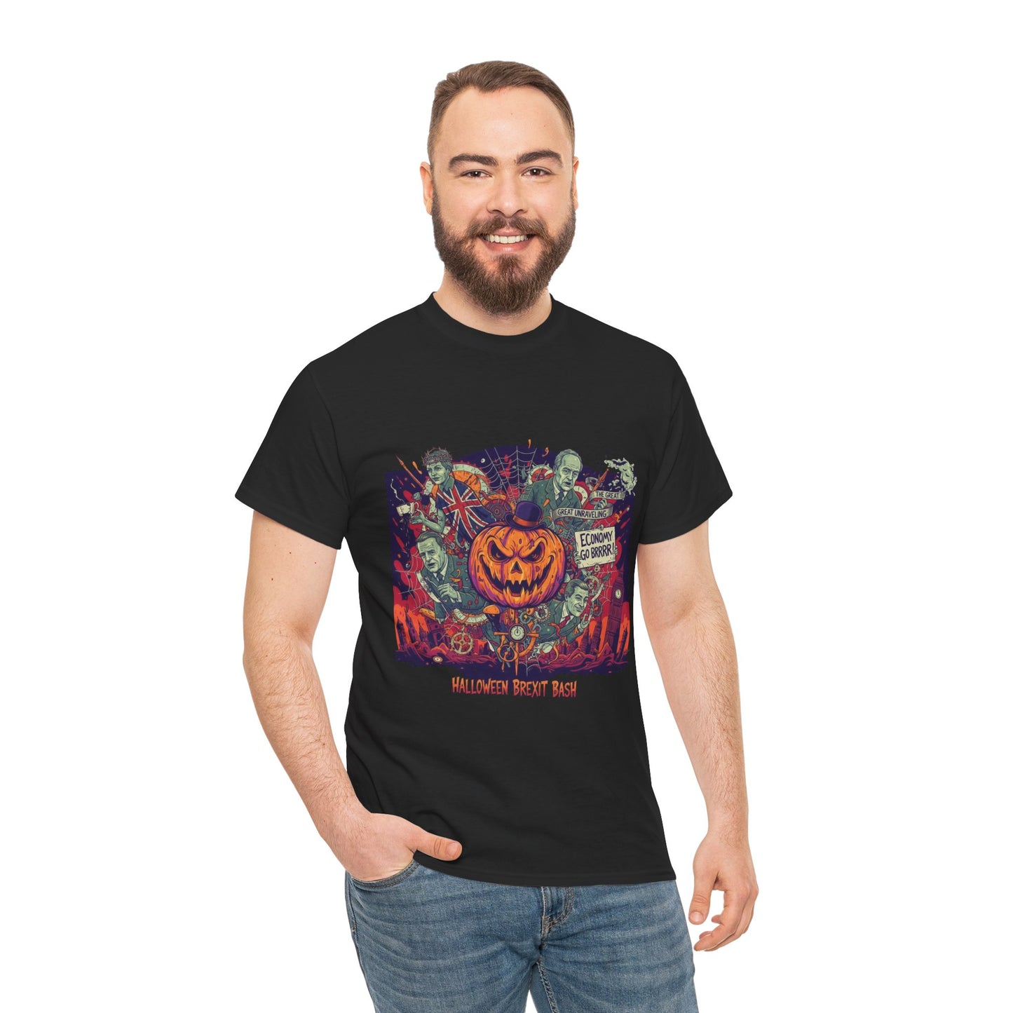 Halloween satire british design Unisex Heavy Cotton Tee shirt