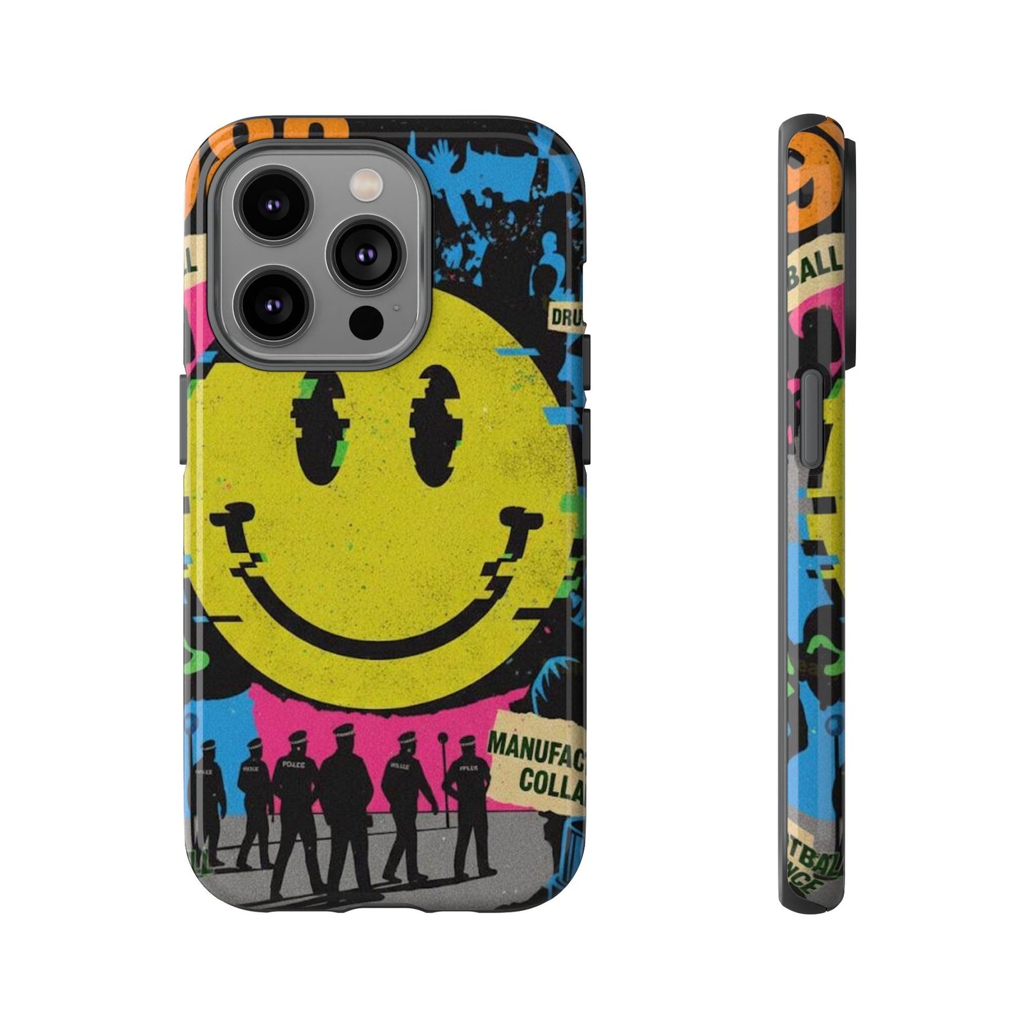 Acid house rave Vibrant iPhone Case, Tough Cases, Smiley Face Phone Cover, Fun Accessory, Colorful Phone Protector, Gift for Teenagers