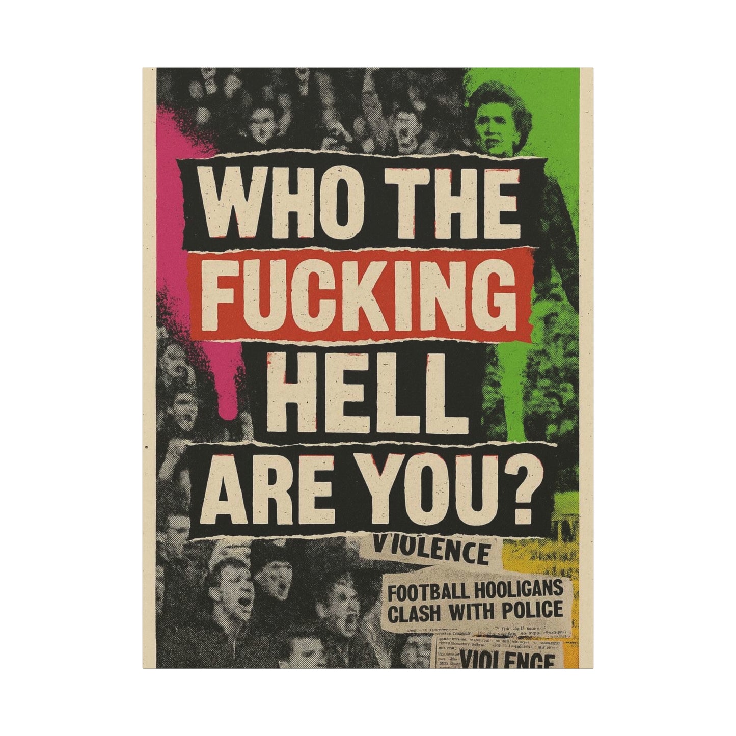 80s retro hooligan terrace chant classic design - Bold Art Canvas Print, Urban Decor, Wall Art for Home, Gift for Friends, Office Wall Decoration, Motivational Artwork