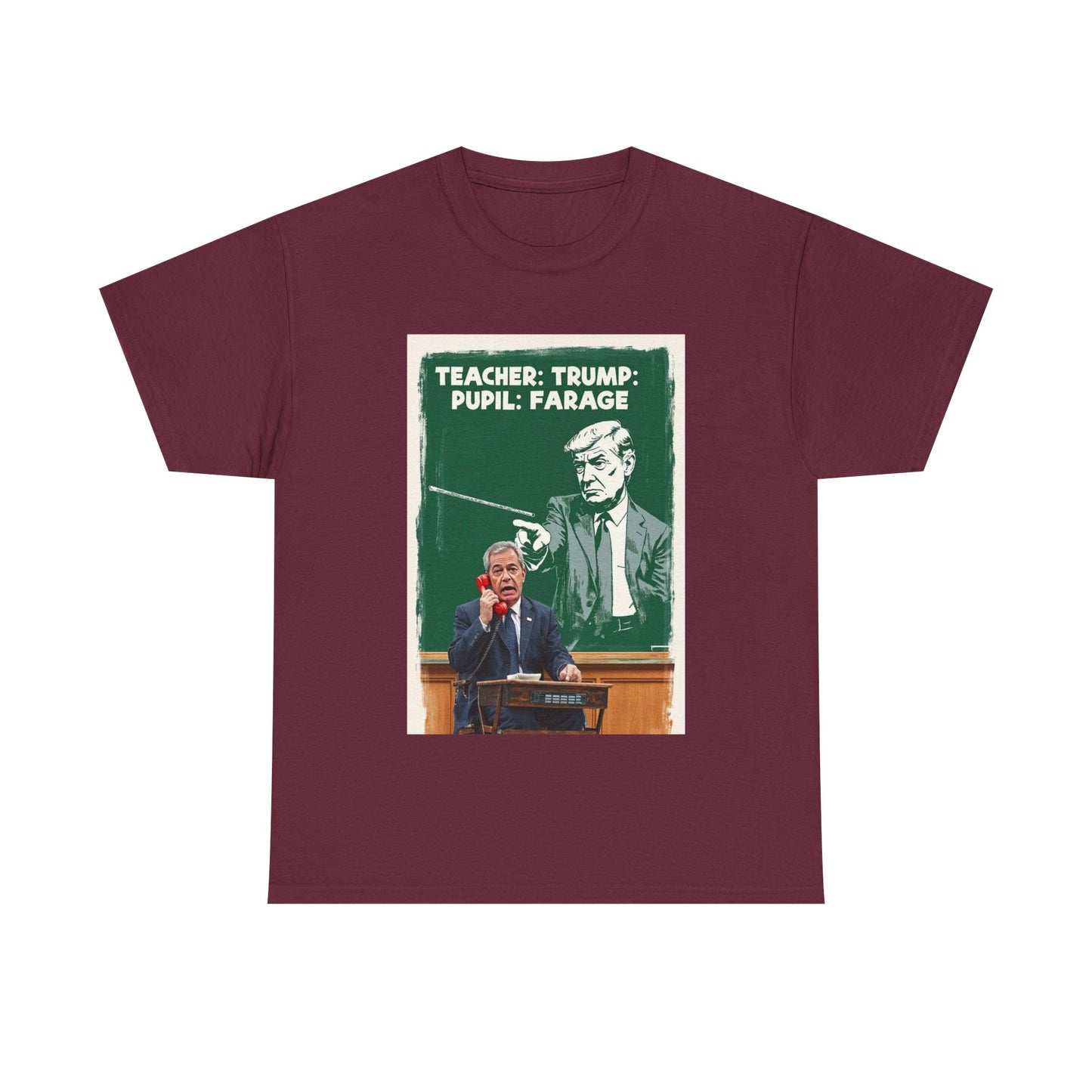 Political Humor Tee: Teacher Trump & Pupil Farage Graphic Shirt