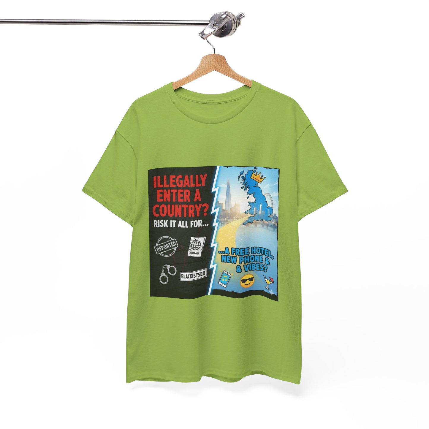 Enter illegally get free hotel t shirt - Bold Statement T-Shirt - Unisex Tee for Casual Wear, Gift for Friends, Humor Style, Graphic Tee, Perfect for Celebrations