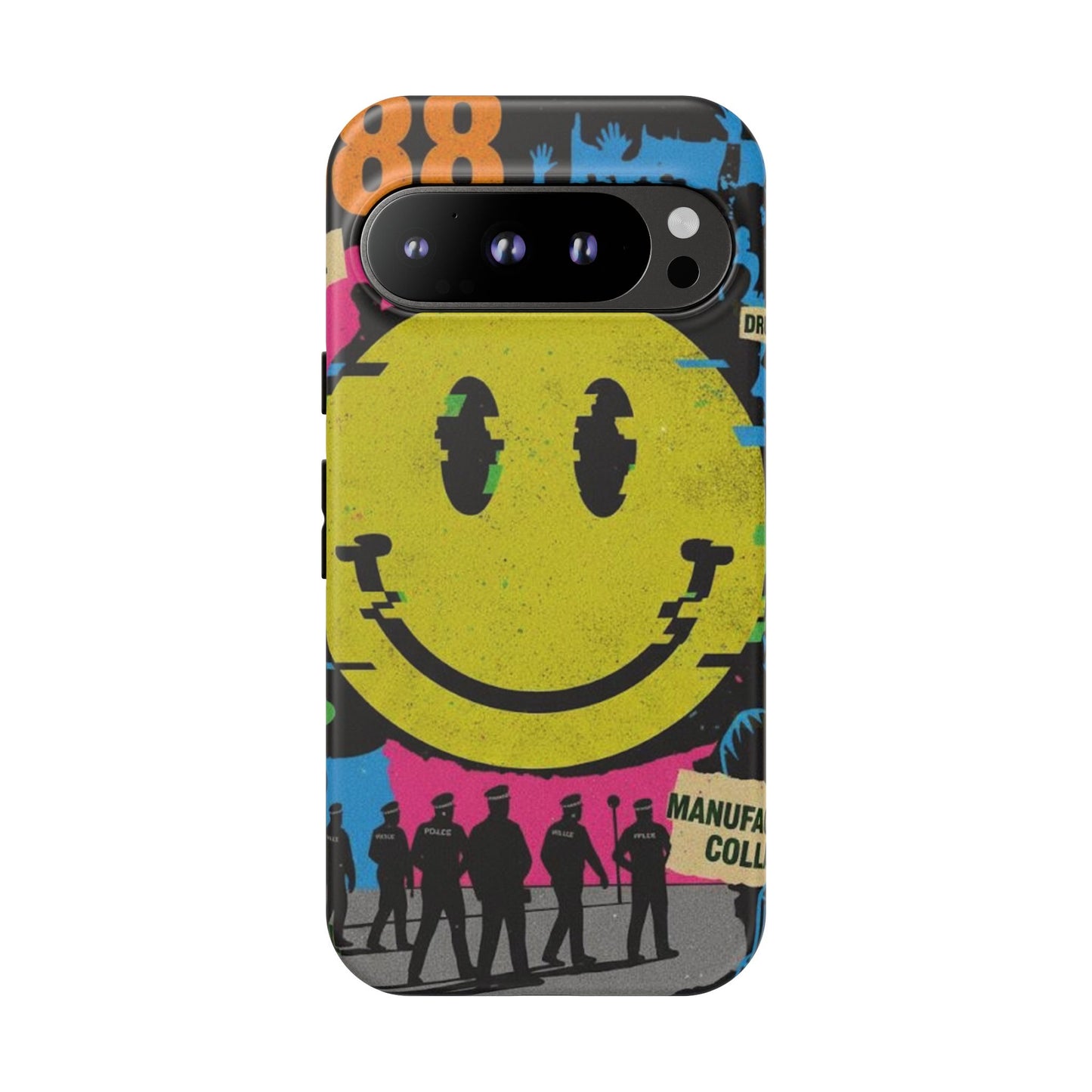 Acid house rave Vibrant iPhone Case, Tough Cases, Smiley Face Phone Cover, Fun Accessory, Colorful Phone Protector, Gift for Teenagers