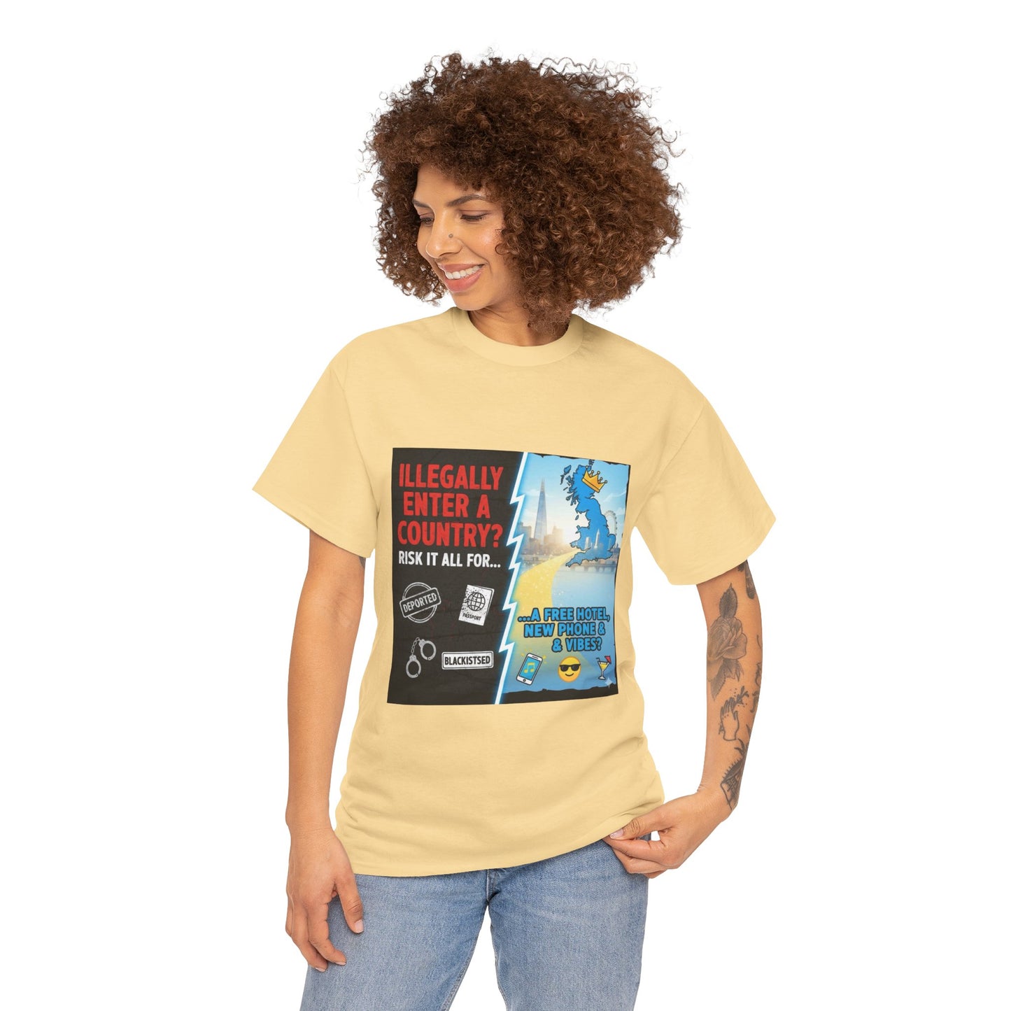 Enter illegally get free hotel t shirt - Bold Statement T-Shirt - Unisex Tee for Casual Wear, Gift for Friends, Humor Style, Graphic Tee, Perfect for Celebrations