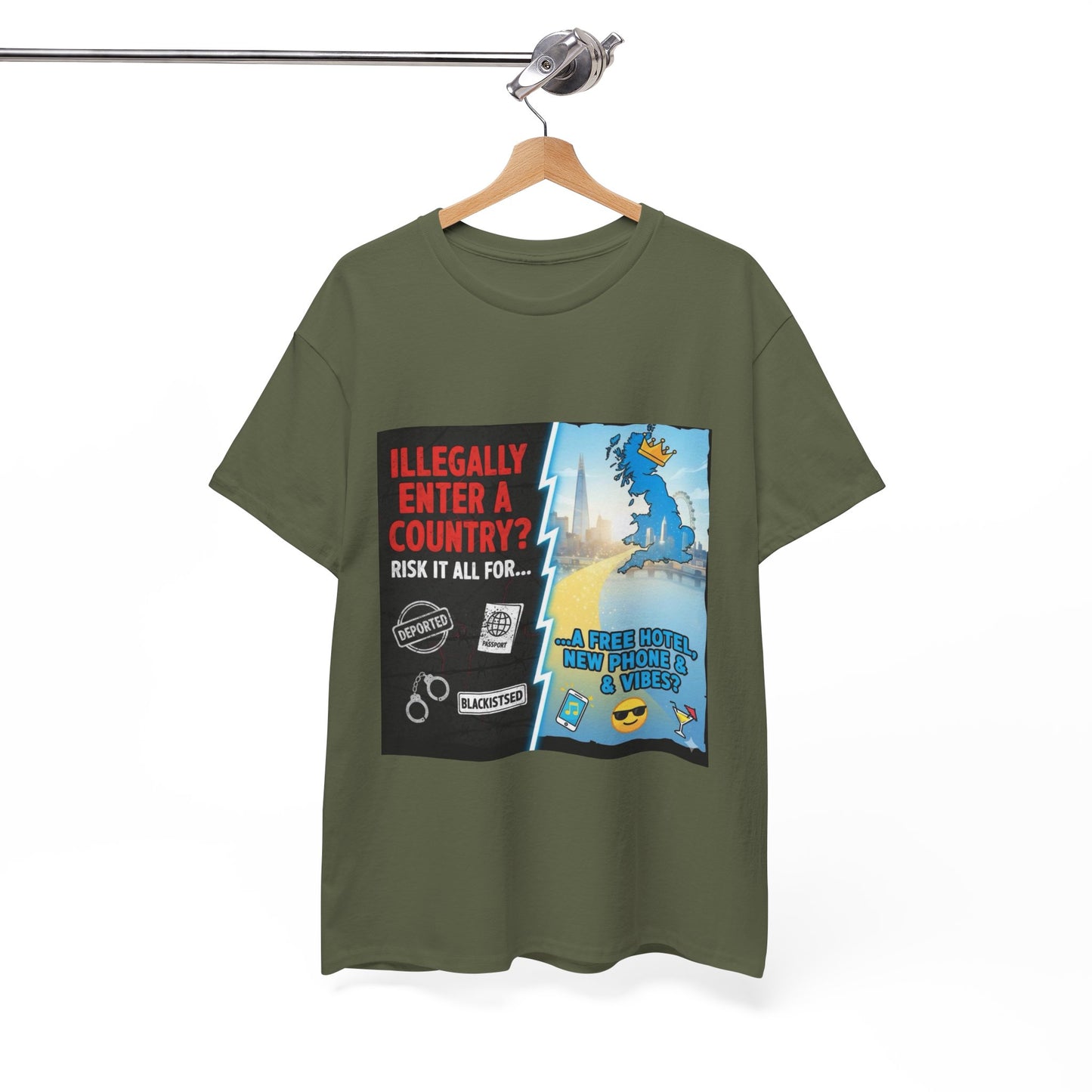 Enter illegally get free hotel t shirt - Bold Statement T-Shirt - Unisex Tee for Casual Wear, Gift for Friends, Humor Style, Graphic Tee, Perfect for Celebrations