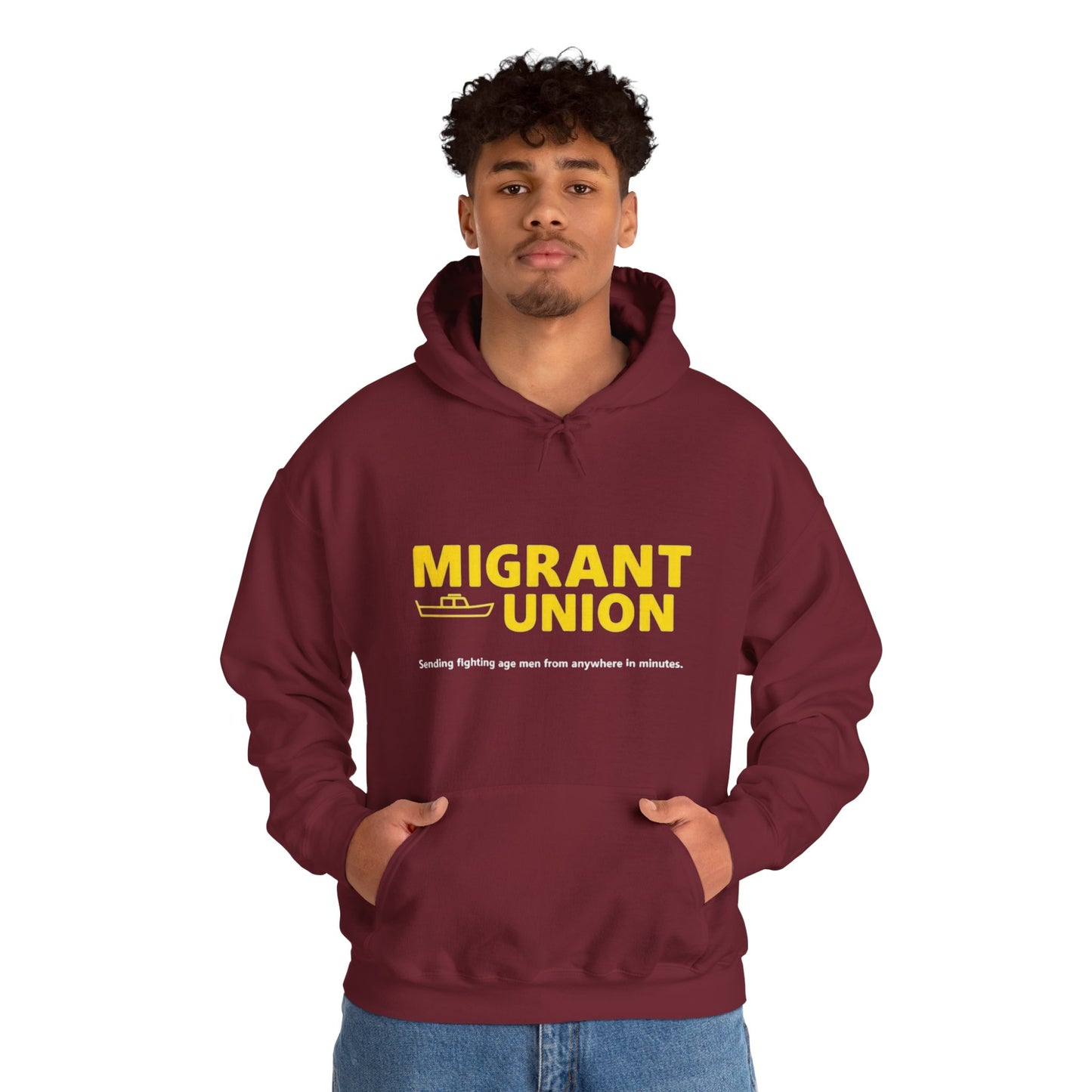 Migrant Union Hooded Sweatshirt, Unisex Sweatshirt, Cozy Layer, Activism Apparel, Streetwear, Gift for Protesters, Conscious Fashion