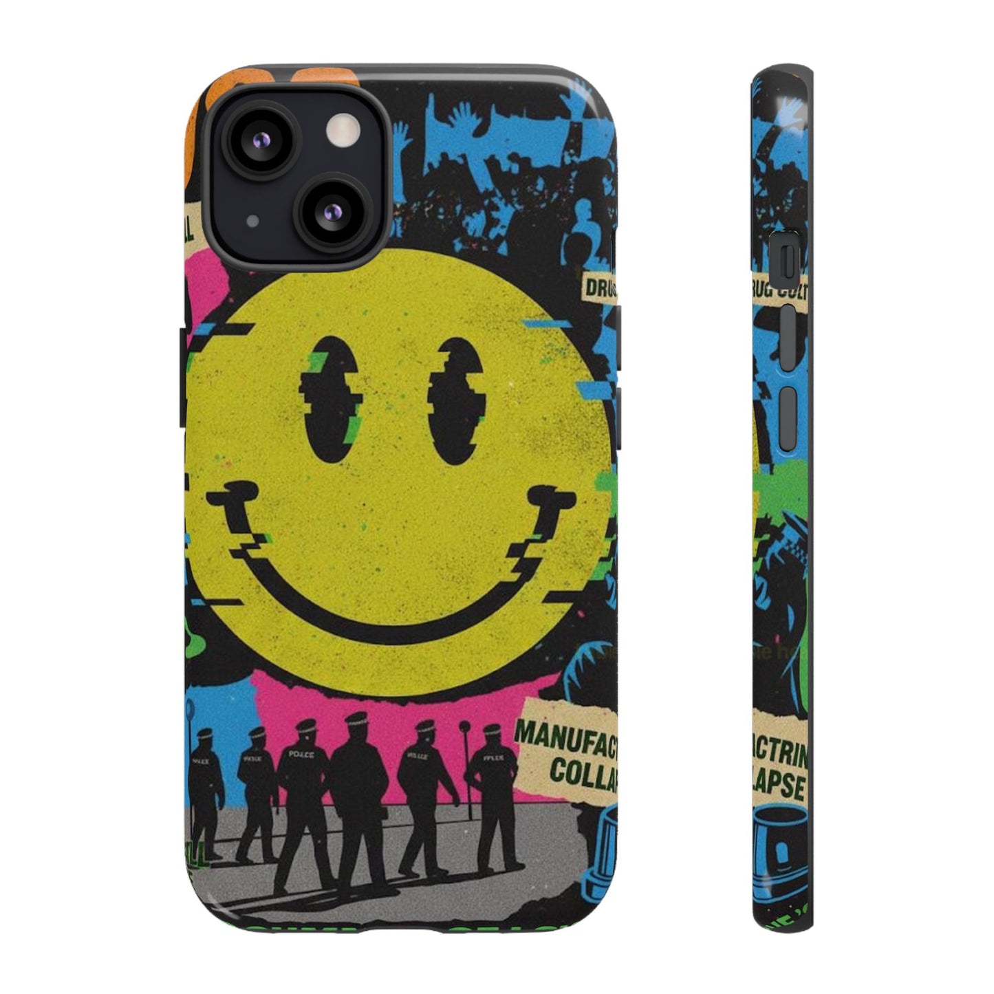 Acid house rave Vibrant iPhone Case, Tough Cases, Smiley Face Phone Cover, Fun Accessory, Colorful Phone Protector, Gift for Teenagers