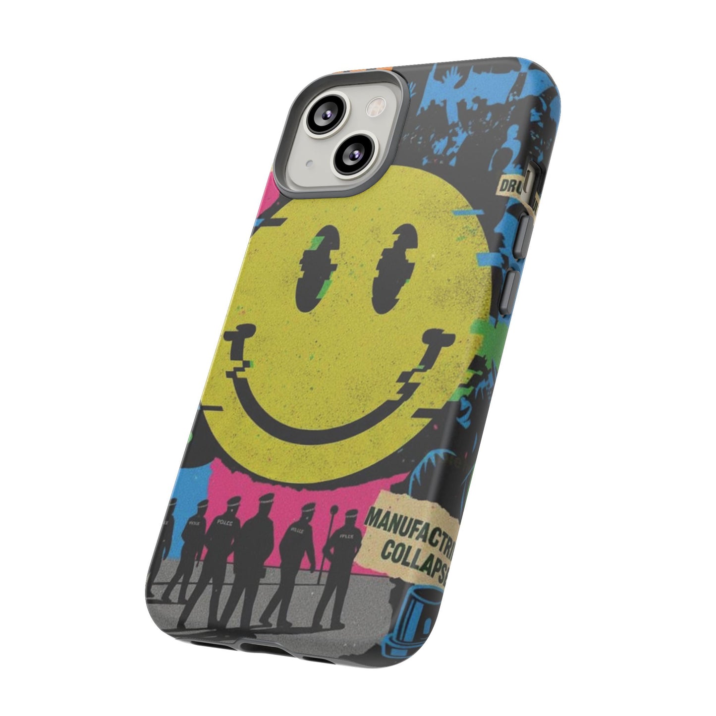 Acid house rave Vibrant iPhone Case, Tough Cases, Smiley Face Phone Cover, Fun Accessory, Colorful Phone Protector, Gift for Teenagers
