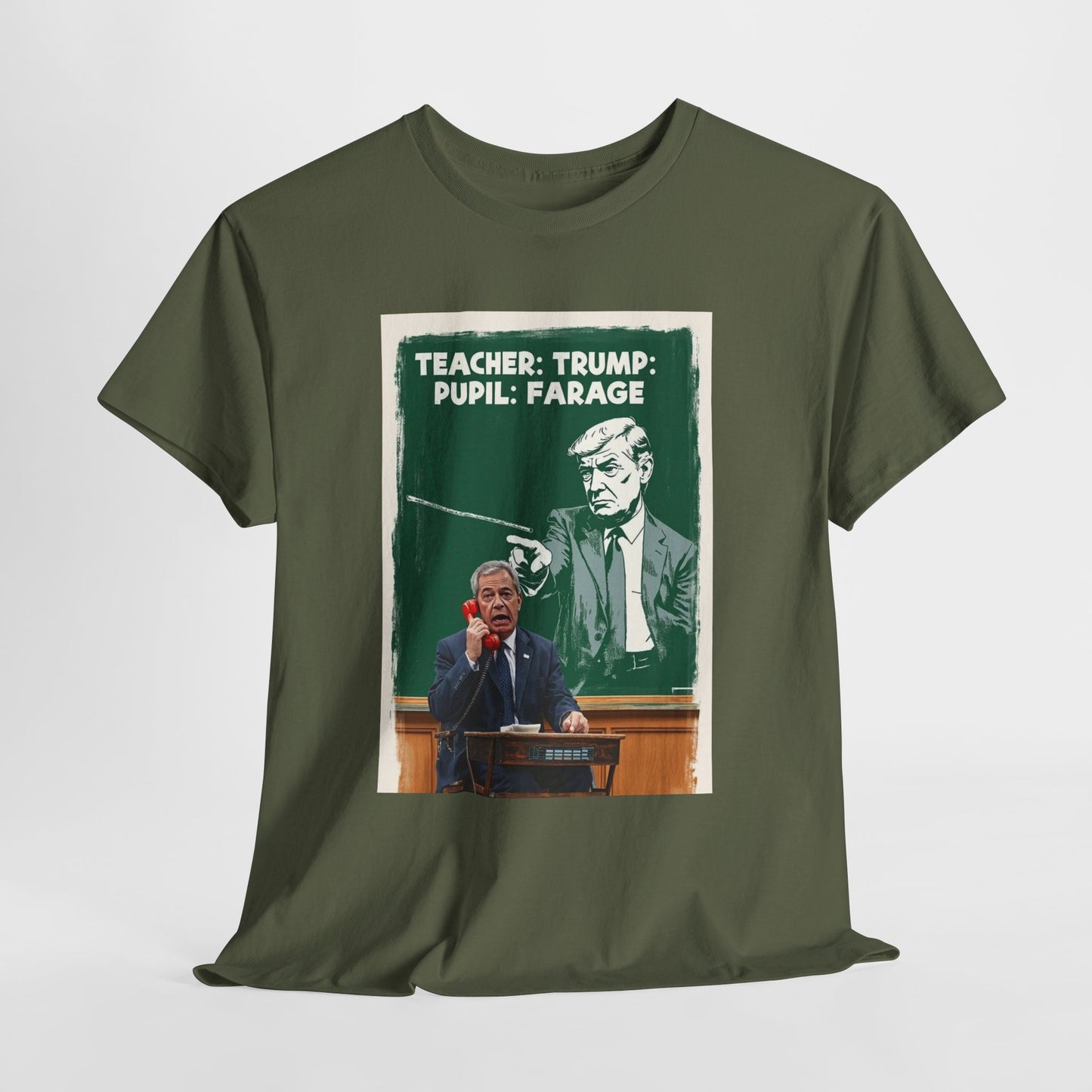 Political Humor Tee: Teacher Trump & Pupil Farage Graphic Shirt