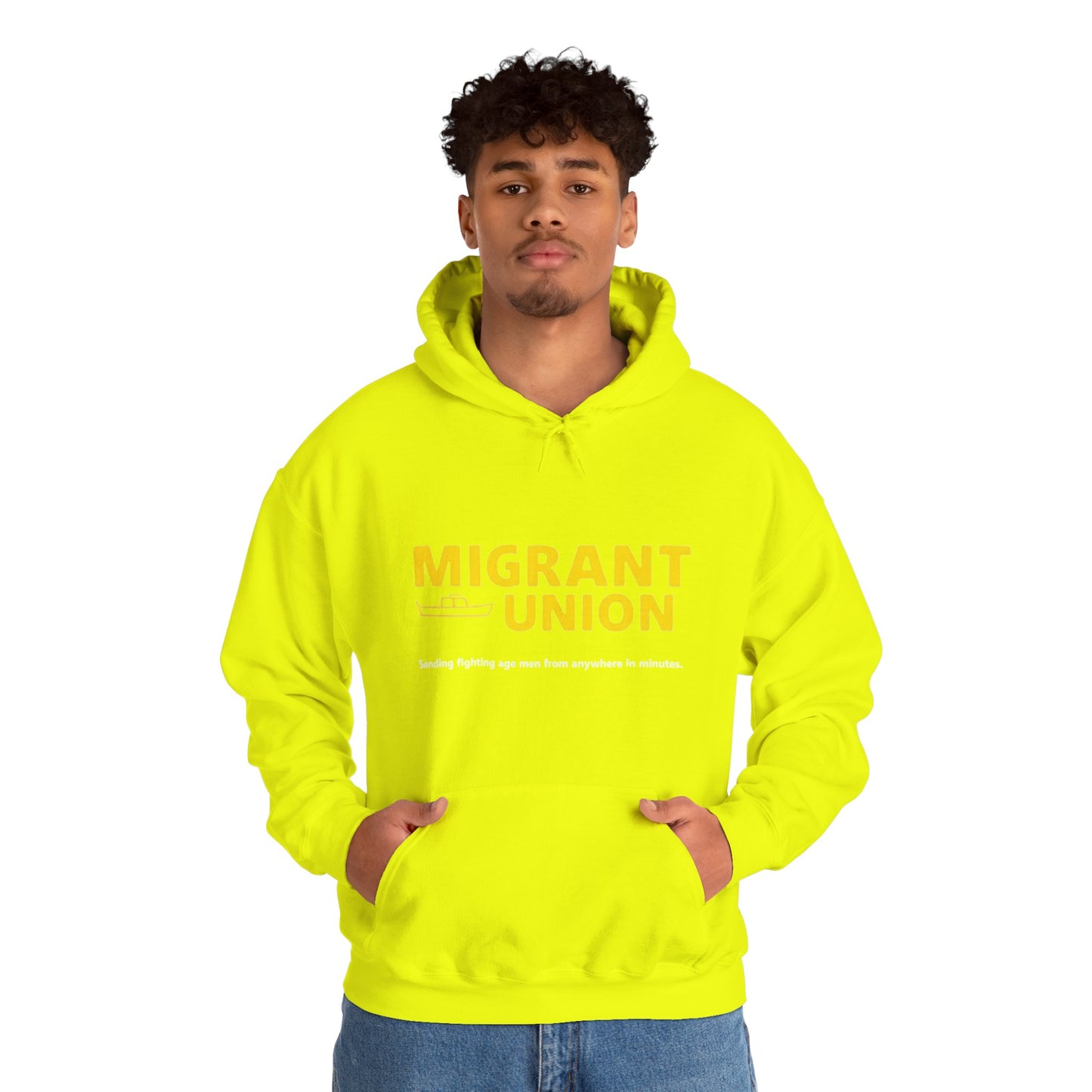Migrant Union Hooded Sweatshirt, Unisex Sweatshirt, Cozy Layer, Activism Apparel, Streetwear, Gift for Protesters, Conscious Fashion
