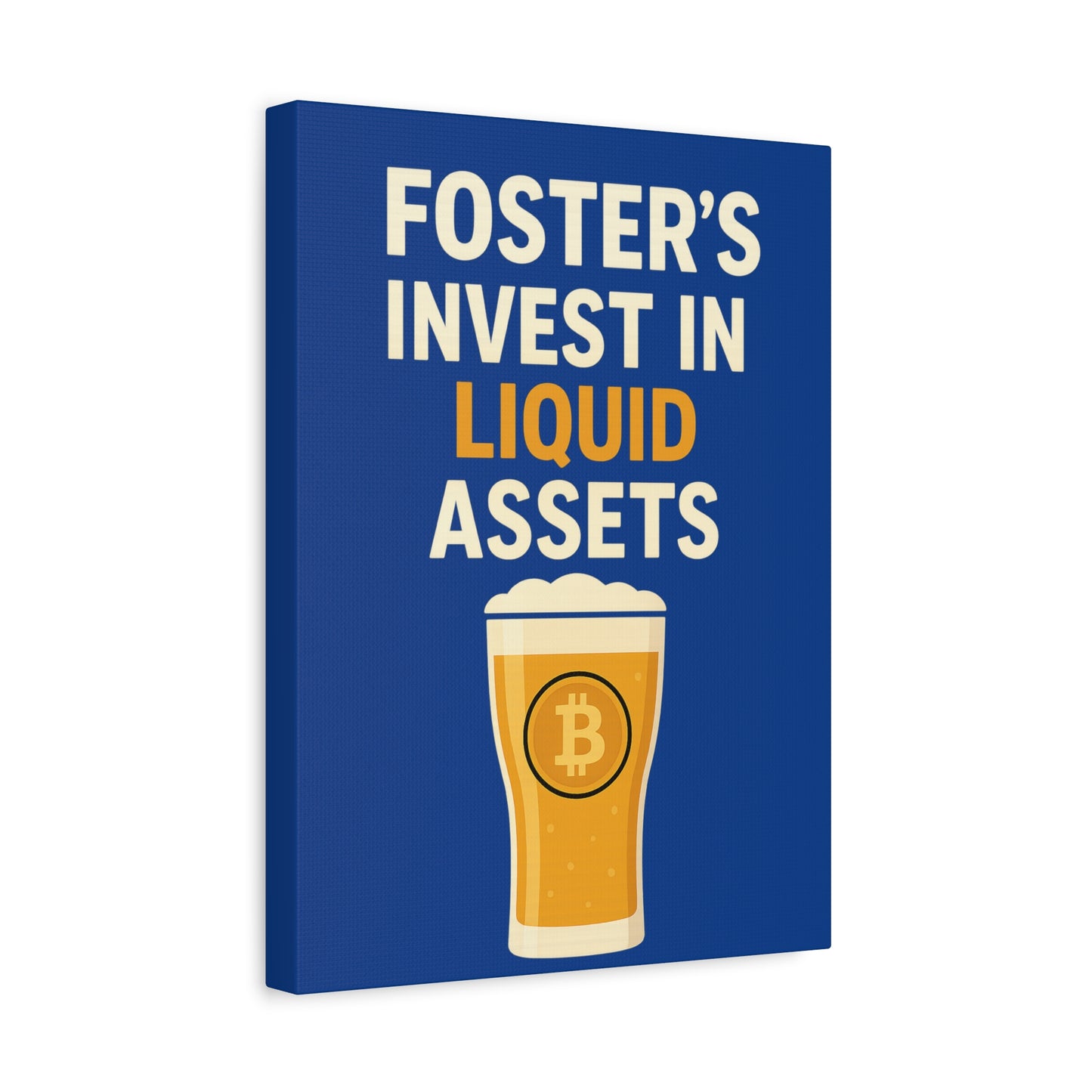 Bitcoin Liquid Assets Fosters Canvas Art, Wall Decor, Cryptocurrency Gift, Modern Home Art, Unique Beer Themed Decoration
