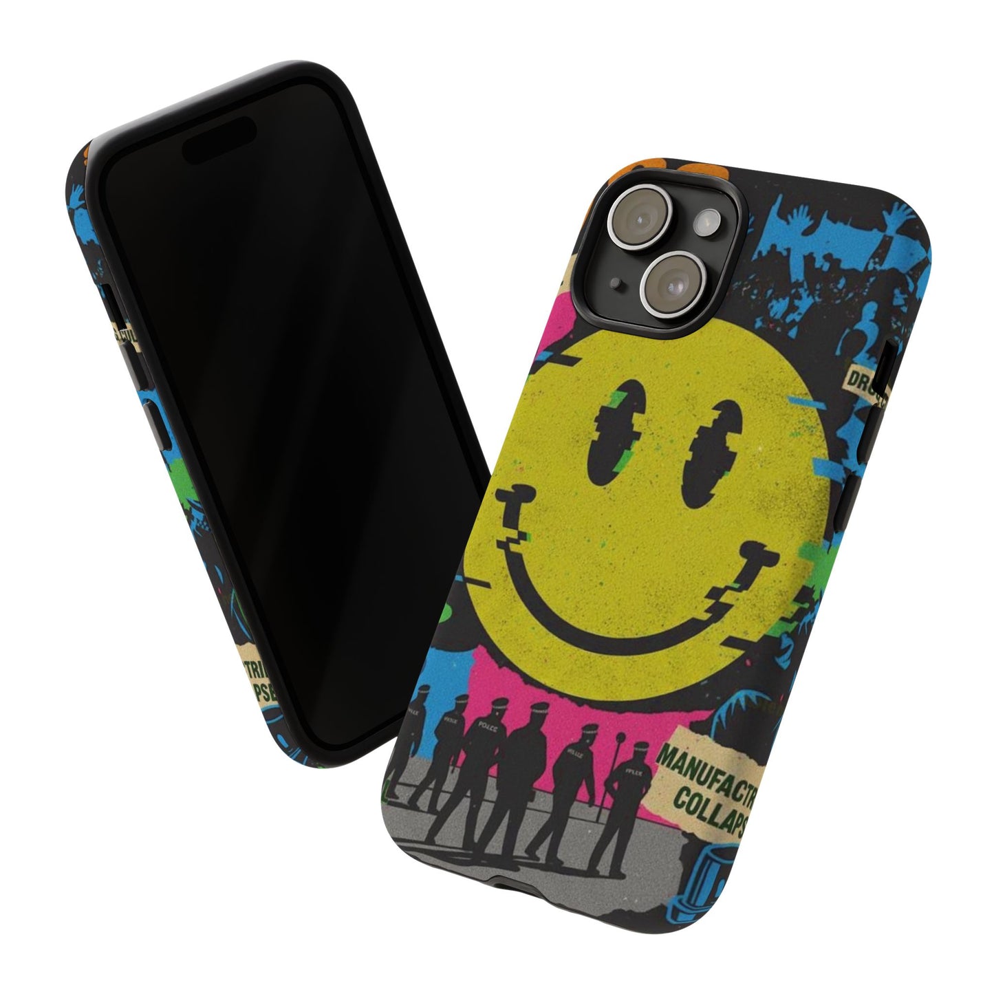 Acid house rave Vibrant iPhone Case, Tough Cases, Smiley Face Phone Cover, Fun Accessory, Colorful Phone Protector, Gift for Teenagers