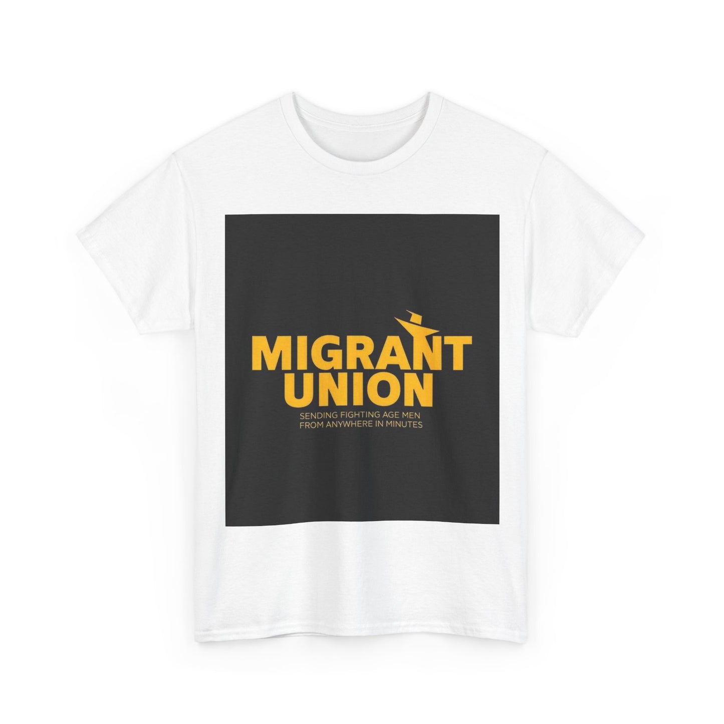 Migrant Union Unisex Heavy Cotton Tee, Casual Wear, Activism Shirt, Gift for Advocates, Comfortable Everyday Tee, Statement Clothing