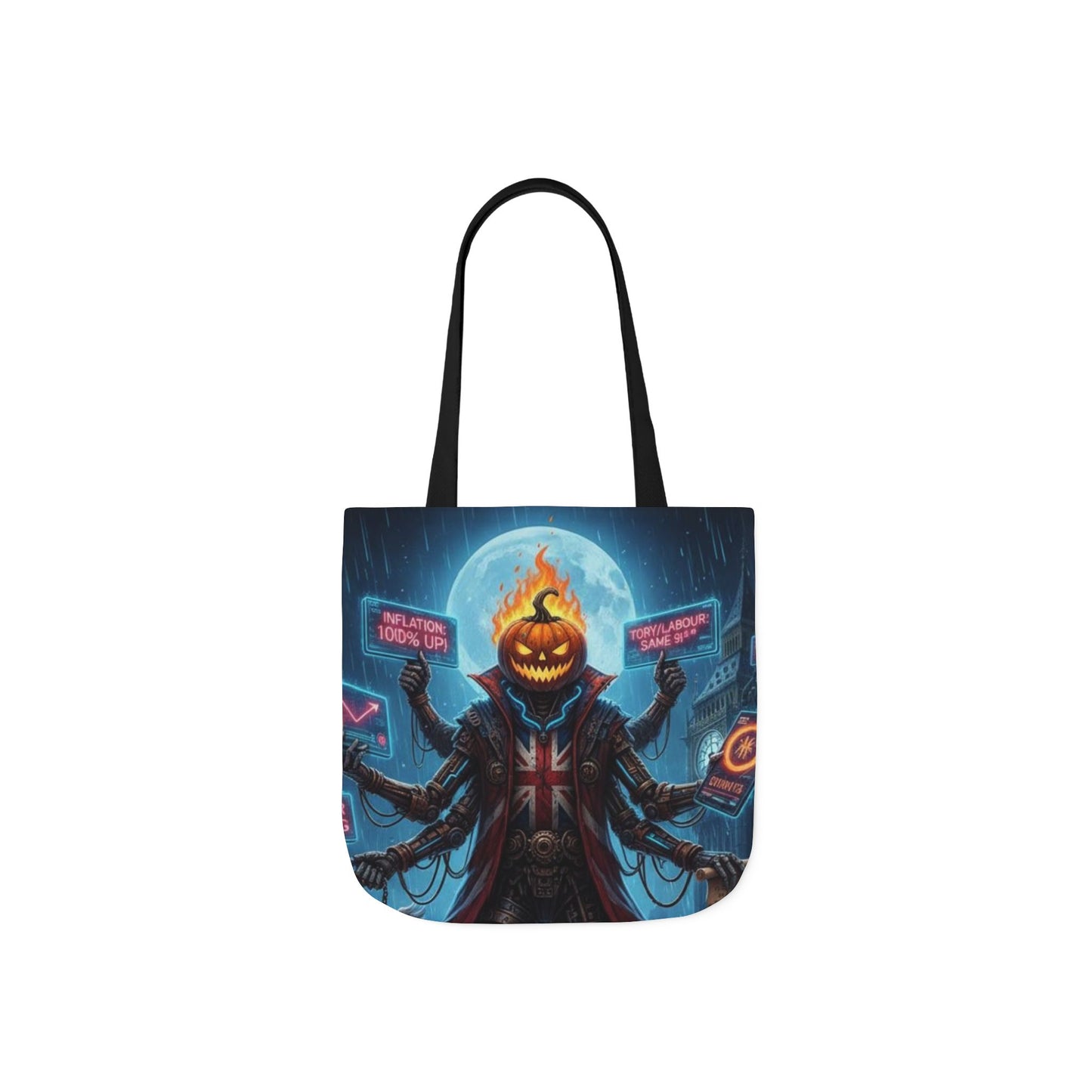 British Halloween Pumpkin Tote Bag, Spooky Grocery Bag, Trick or Treat Bag, Fall Fashion, Reusable Shopping Tote