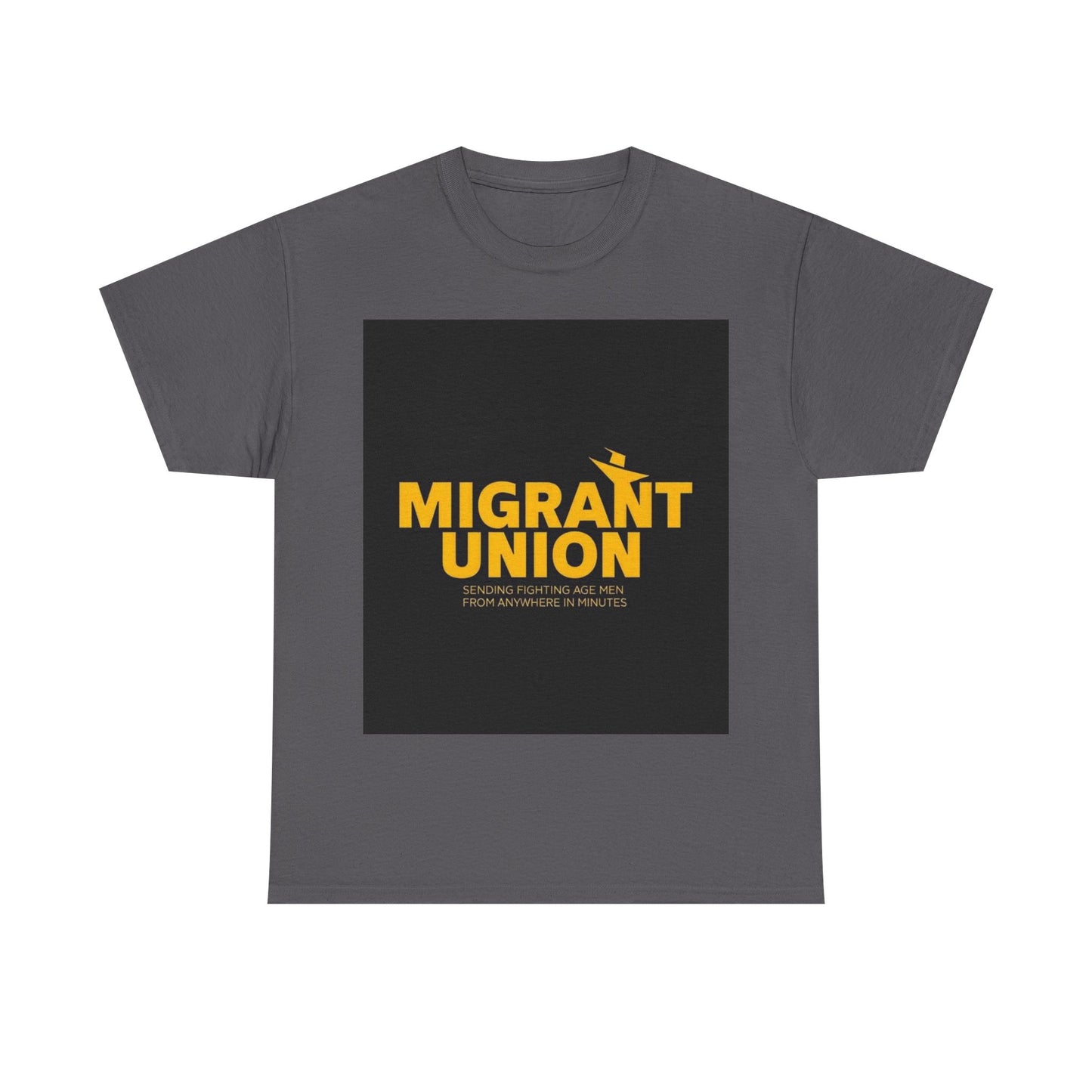 Migrant Union Unisex Heavy Cotton Tee, Casual Wear, Activism Shirt, Gift for Advocates, Comfortable Everyday Tee, Statement Clothing