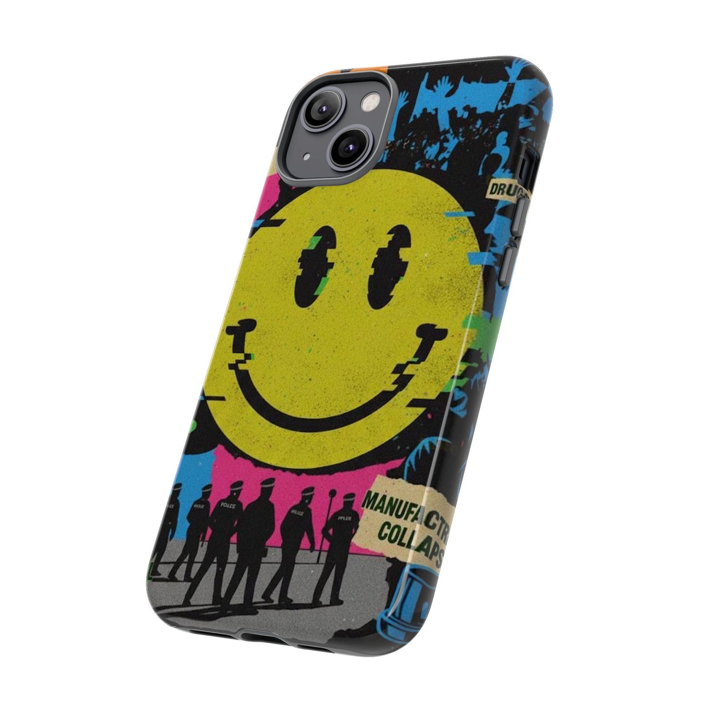 Acid house rave Vibrant iPhone Case, Tough Cases, Smiley Face Phone Cover, Fun Accessory, Colorful Phone Protector, Gift for Teenagers