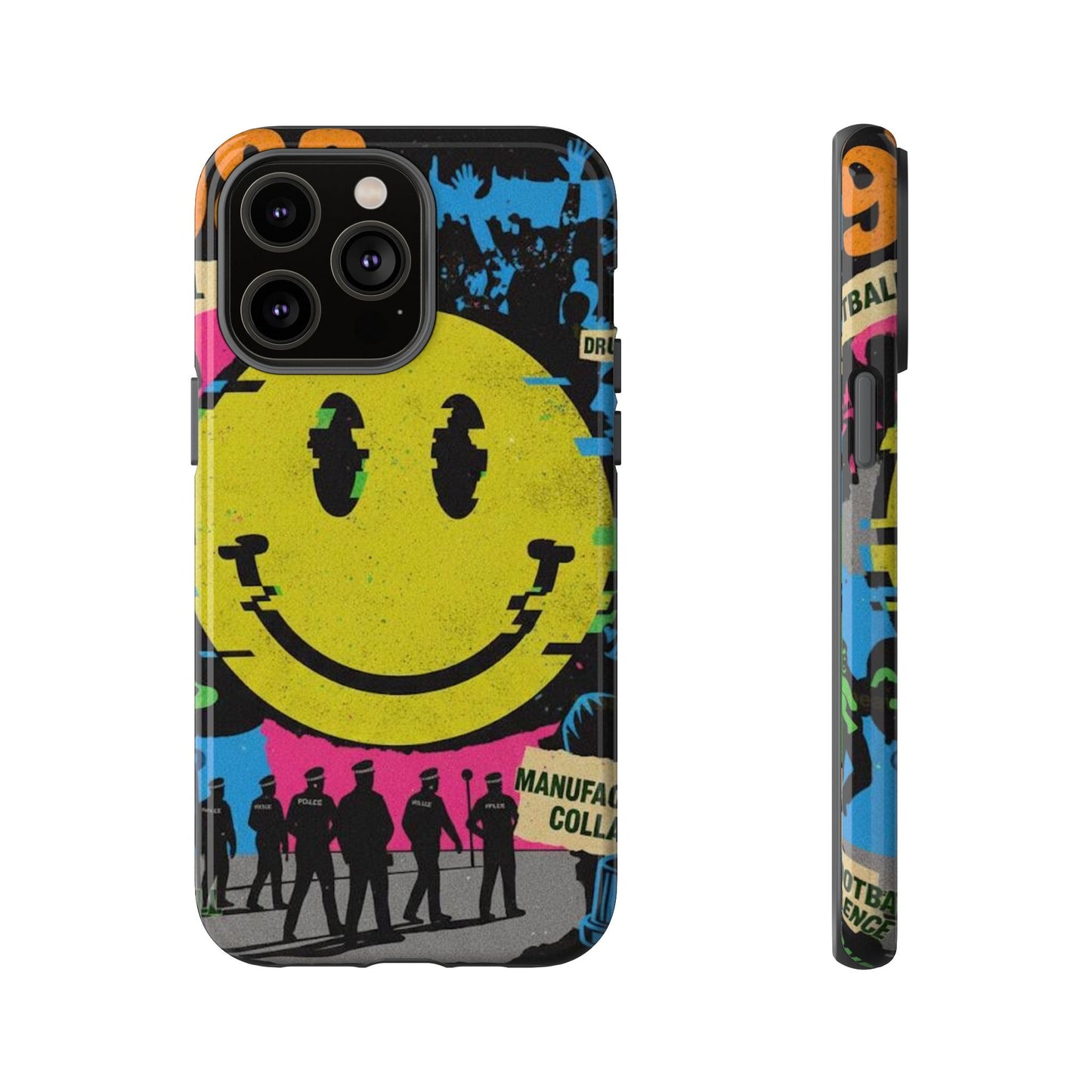 Acid house rave Vibrant iPhone Case, Tough Cases, Smiley Face Phone Cover, Fun Accessory, Colorful Phone Protector, Gift for Teenagers