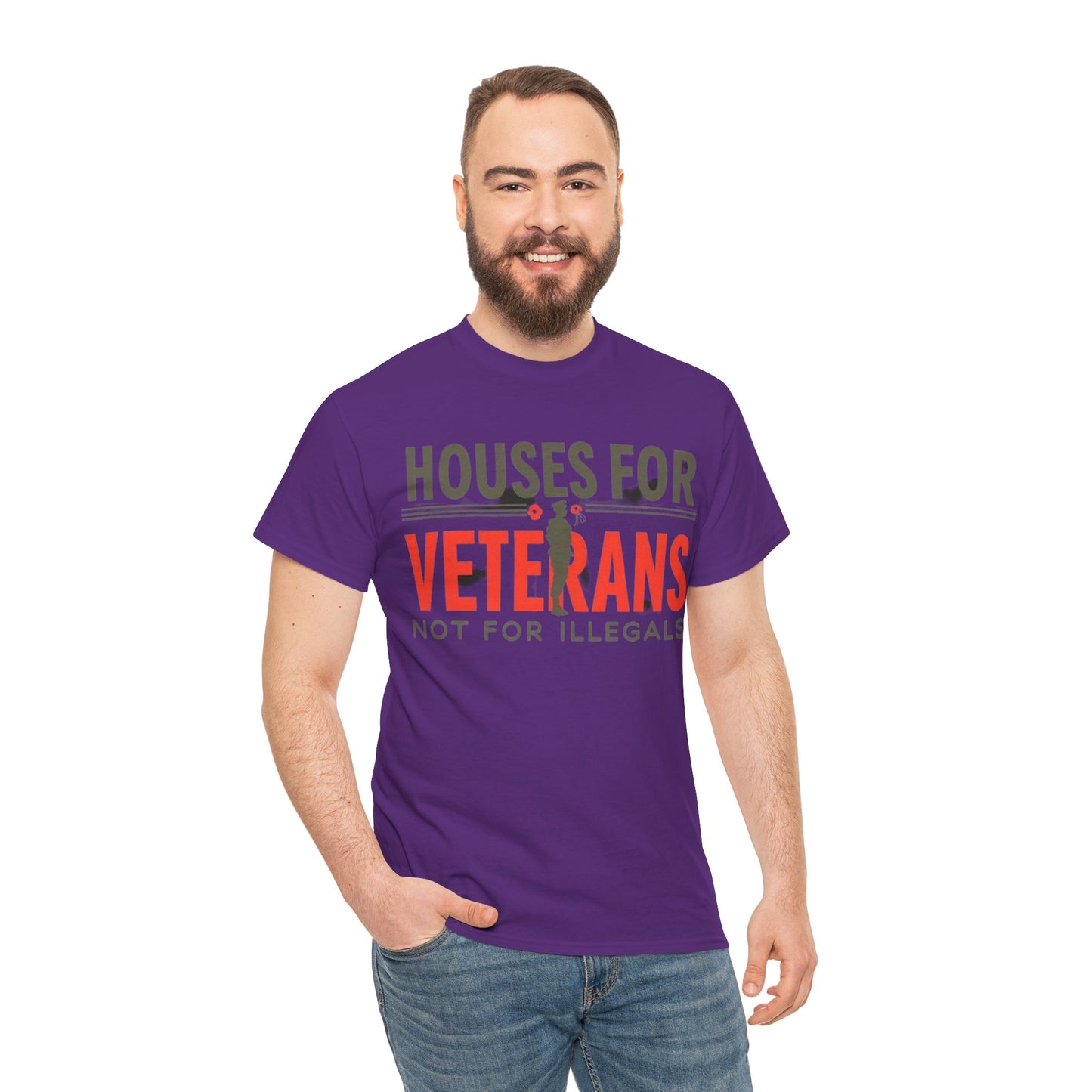 Unisex Heavy Cotton Tee - 'Houses for Veterans not for illegals' Statement Shirt for Supporters, Patriotic Gifts, Veteran Advocacy Apparel, Everyday [...]