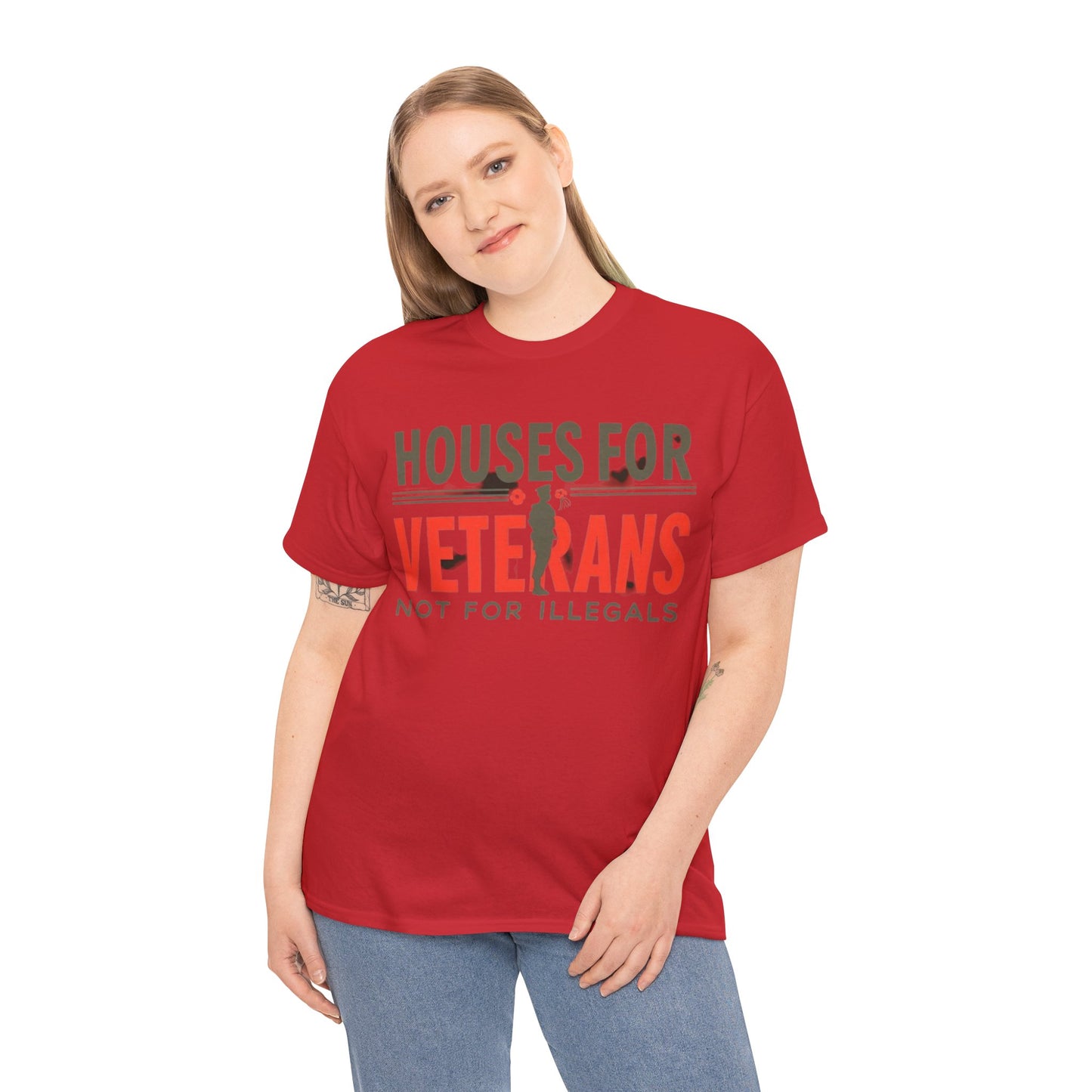 Unisex Heavy Cotton Tee - 'Houses for Veterans not for illegals' Statement Shirt for Supporters, Patriotic Gifts, Veteran Advocacy Apparel, Everyday [...]
