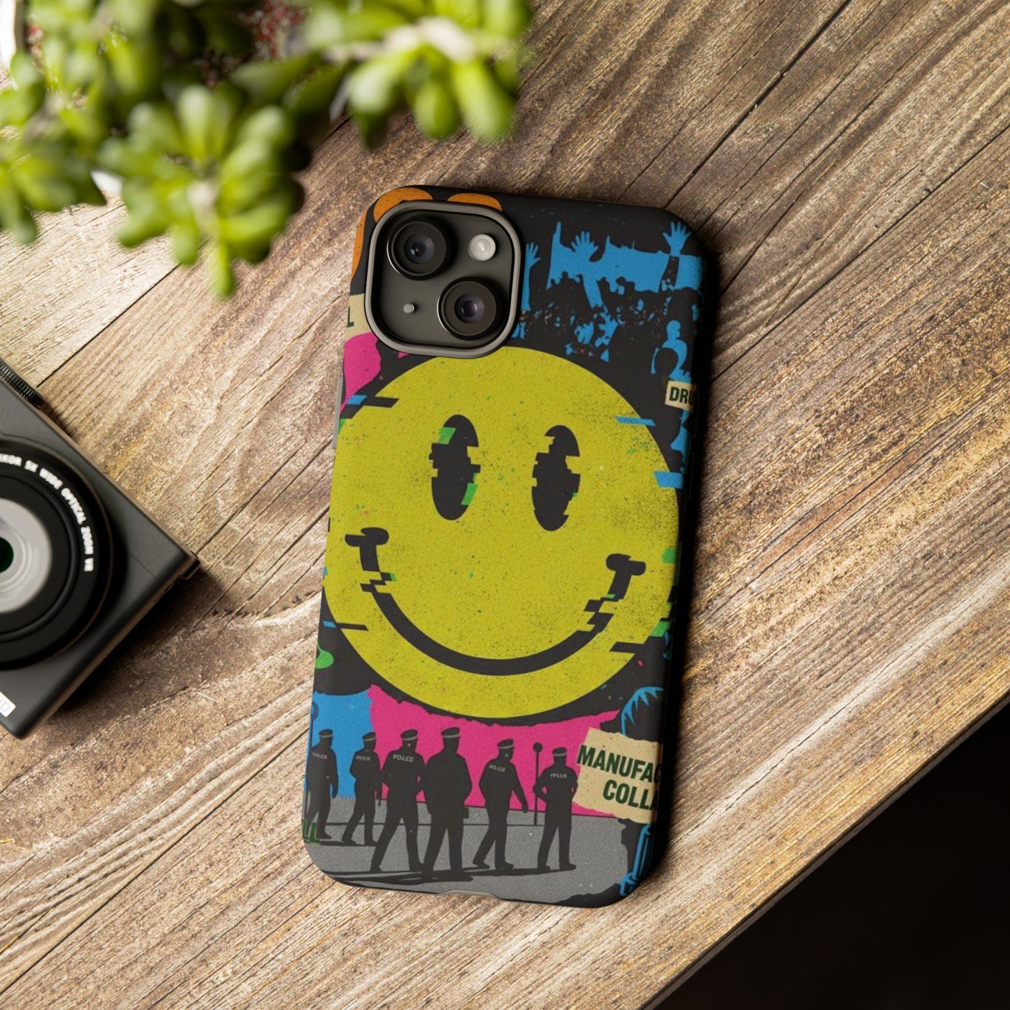 Acid house rave Vibrant iPhone Case, Tough Cases, Smiley Face Phone Cover, Fun Accessory, Colorful Phone Protector, Gift for Teenagers