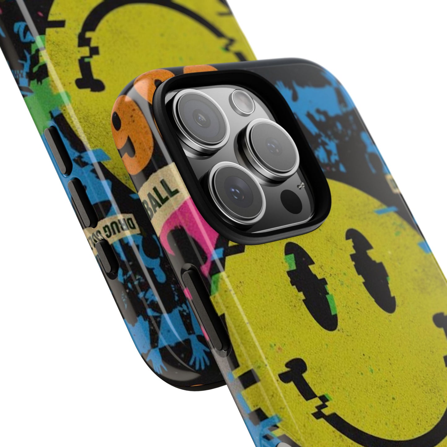 Acid house rave Vibrant iPhone Case, Tough Cases, Smiley Face Phone Cover, Fun Accessory, Colorful Phone Protector, Gift for Teenagers