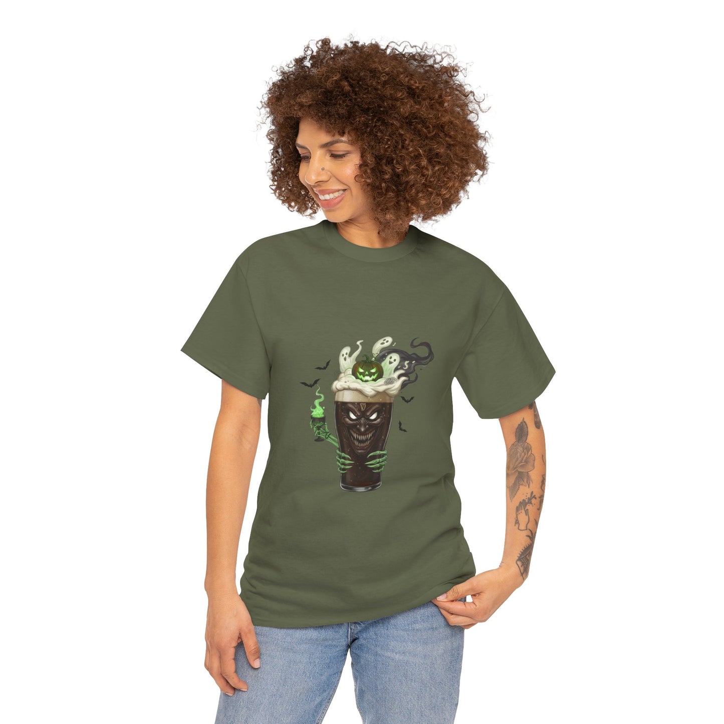 Guiness halloween Artistic Unisex Tee featuring Eco-Themed Design, Perfect for Casual Wear, Gift for Nature Lovers, Eco-Conscious Apparel, Earth Day