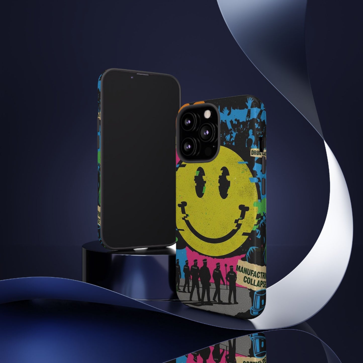 Acid house rave Vibrant iPhone Case, Tough Cases, Smiley Face Phone Cover, Fun Accessory, Colorful Phone Protector, Gift for Teenagers