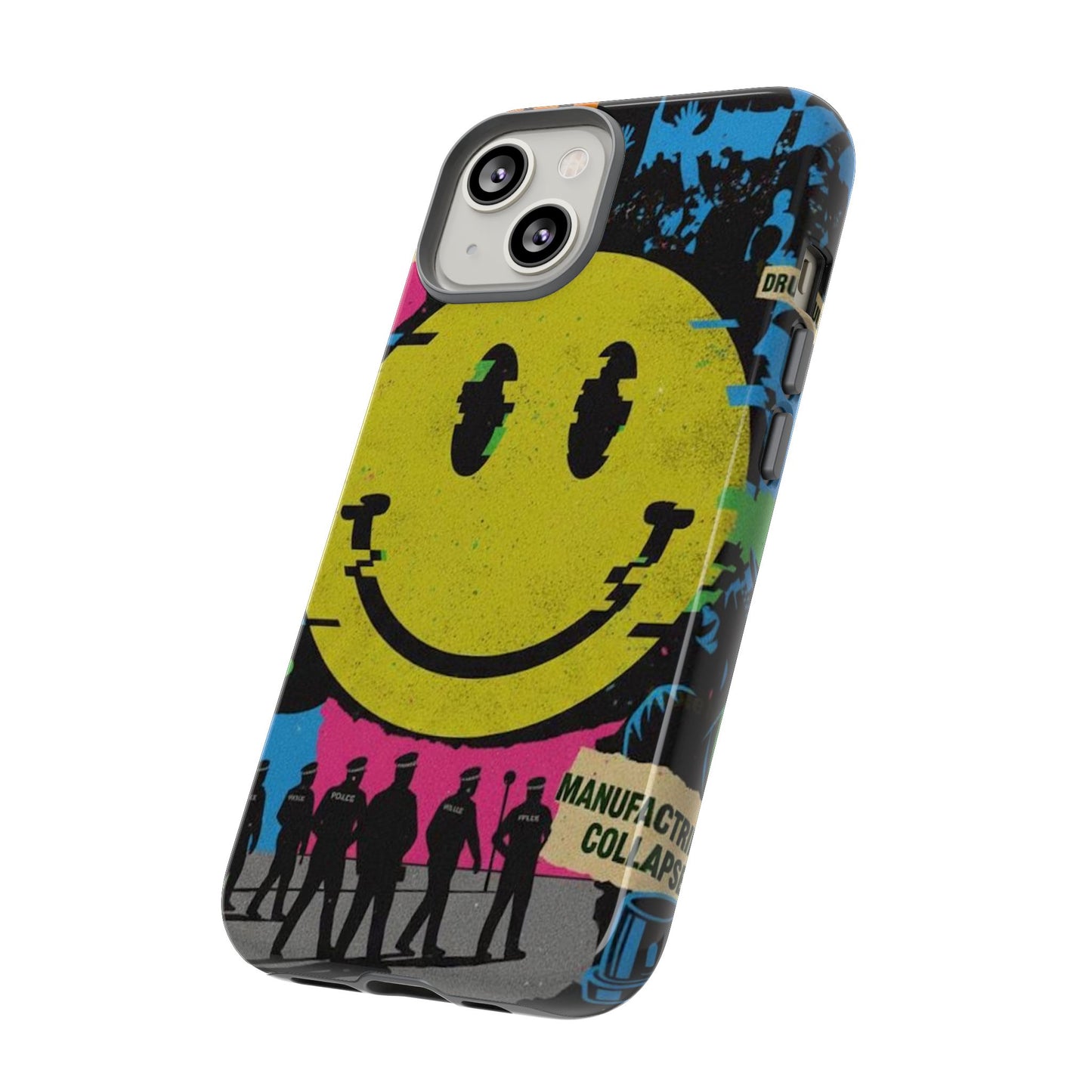 Acid house rave Vibrant iPhone Case, Tough Cases, Smiley Face Phone Cover, Fun Accessory, Colorful Phone Protector, Gift for Teenagers
