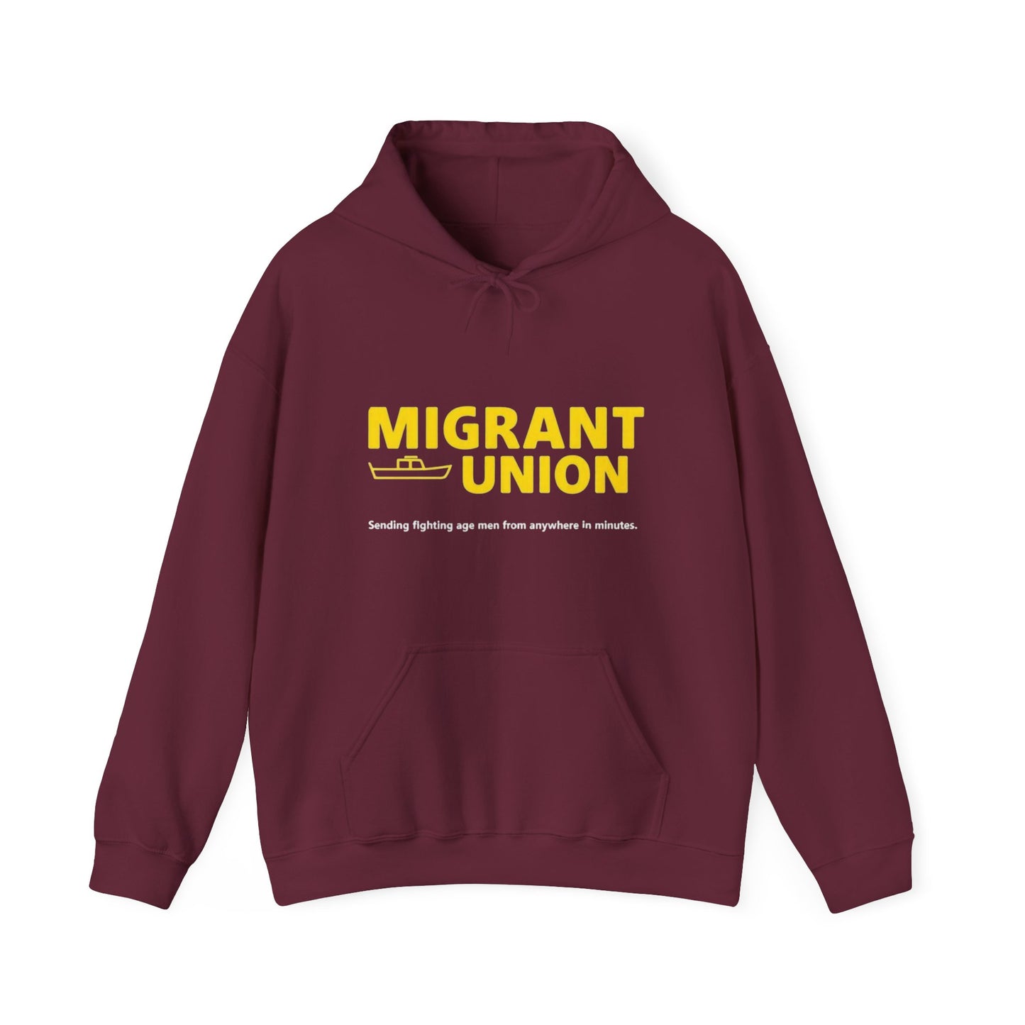 Migrant Union Hooded Sweatshirt, Unisex Sweatshirt, Cozy Layer, Activism Apparel, Streetwear, Gift for Protesters, Conscious Fashion