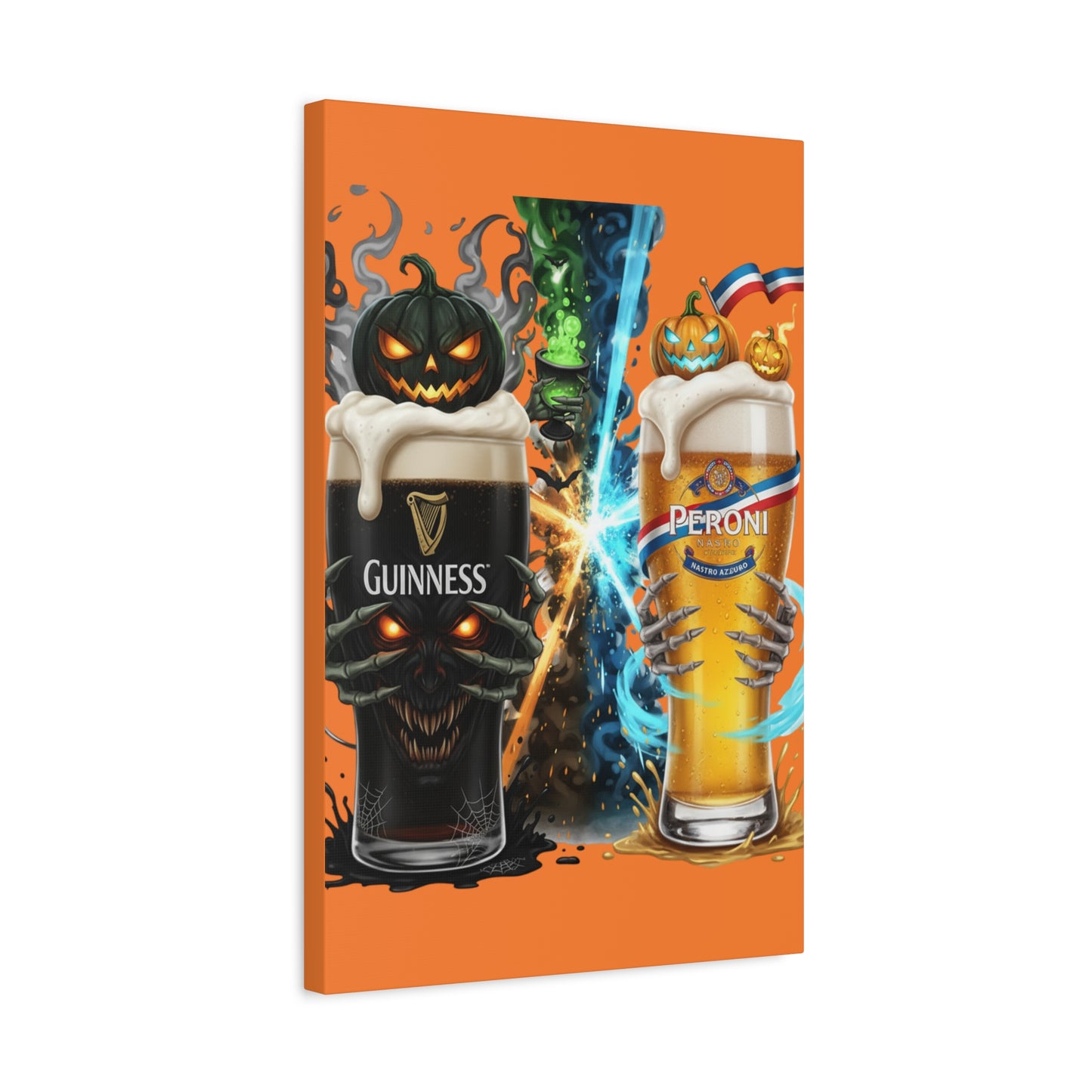 Halloween Guiness Beer Canvas Art Print, Spooky Wall Decor for Pub, Bar, Halloween Party, Unique Gift for Beer Lovers