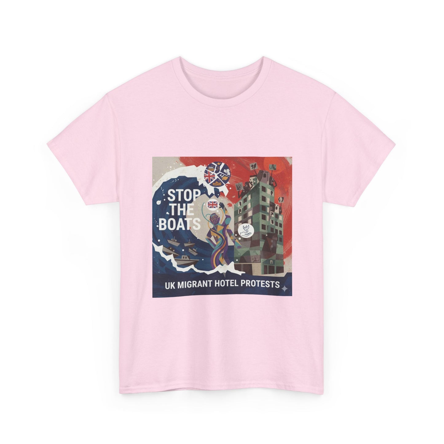 Amazing graphics stop the boats Protest Graphic Tee, T-Shirt, Unisex Cotton Shirt for Activism, Casual Wear, Gift for Advocates, Statement Clothing