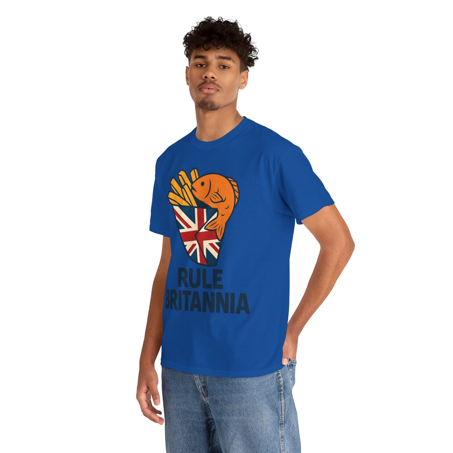 Fish & chips inspired Graphic Tee, Rule Britannia, Unisex Cotton T-Shirt, Casual Wear, Gift for Fish Lovers, Fun British Humor Shirt