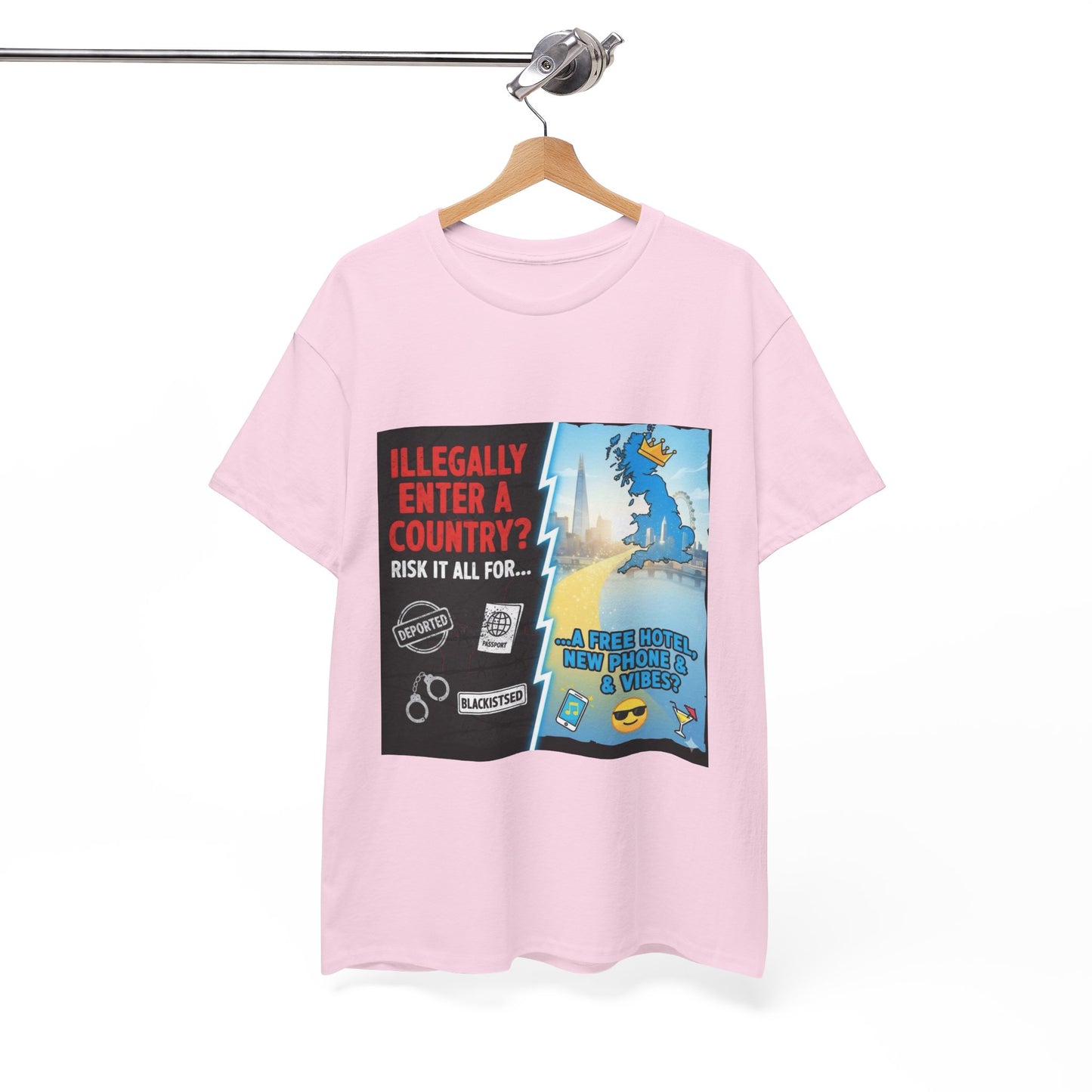 Enter illegally get free hotel t shirt - Bold Statement T-Shirt - Unisex Tee for Casual Wear, Gift for Friends, Humor Style, Graphic Tee, Perfect for Celebrations