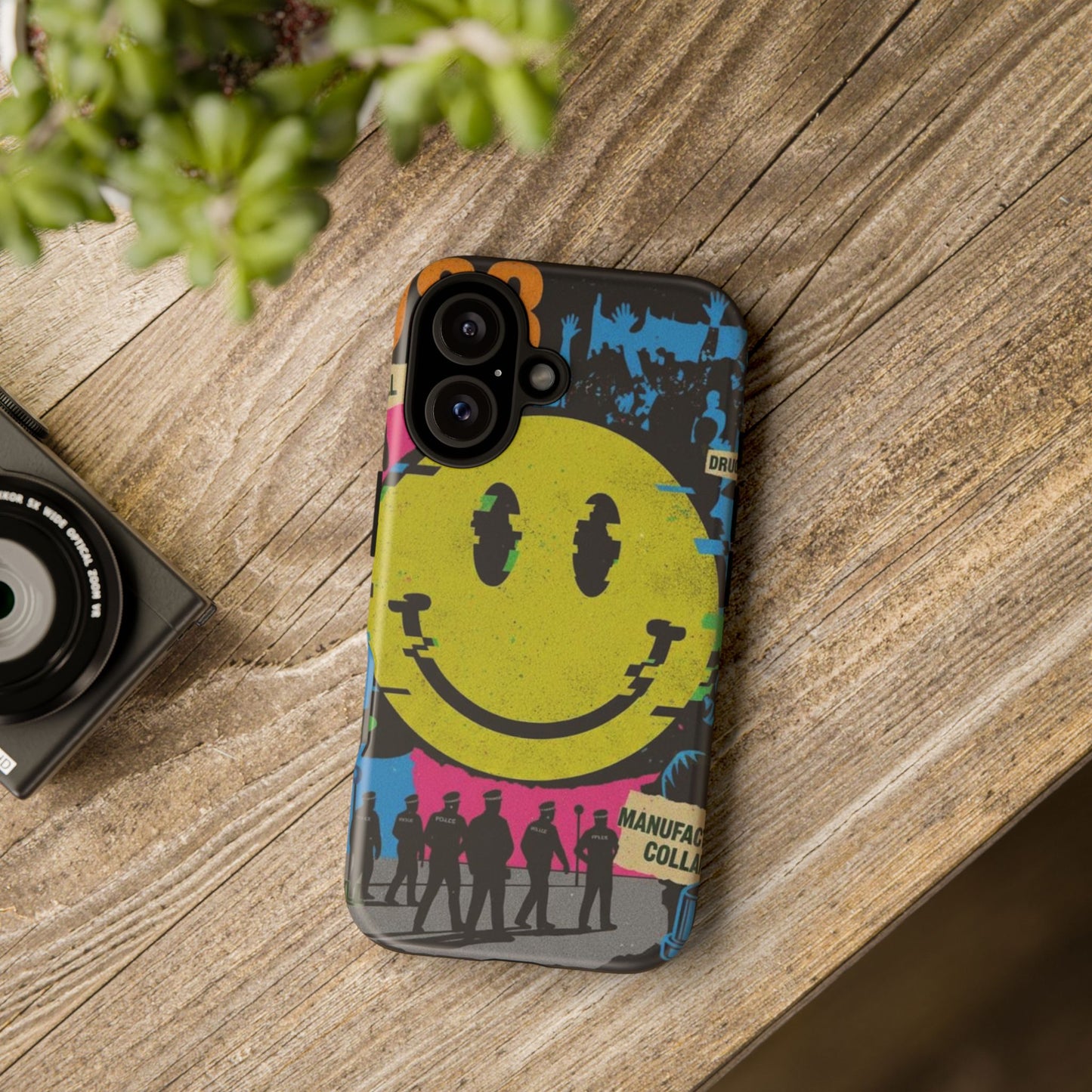 Acid house rave Vibrant iPhone Case, Tough Cases, Smiley Face Phone Cover, Fun Accessory, Colorful Phone Protector, Gift for Teenagers