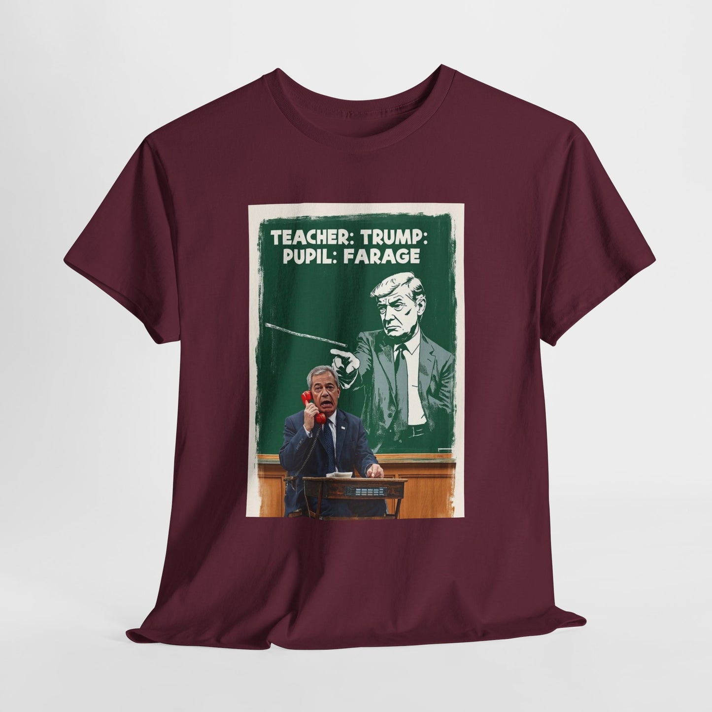 Political Humor Tee: Teacher Trump & Pupil Farage Graphic Shirt
