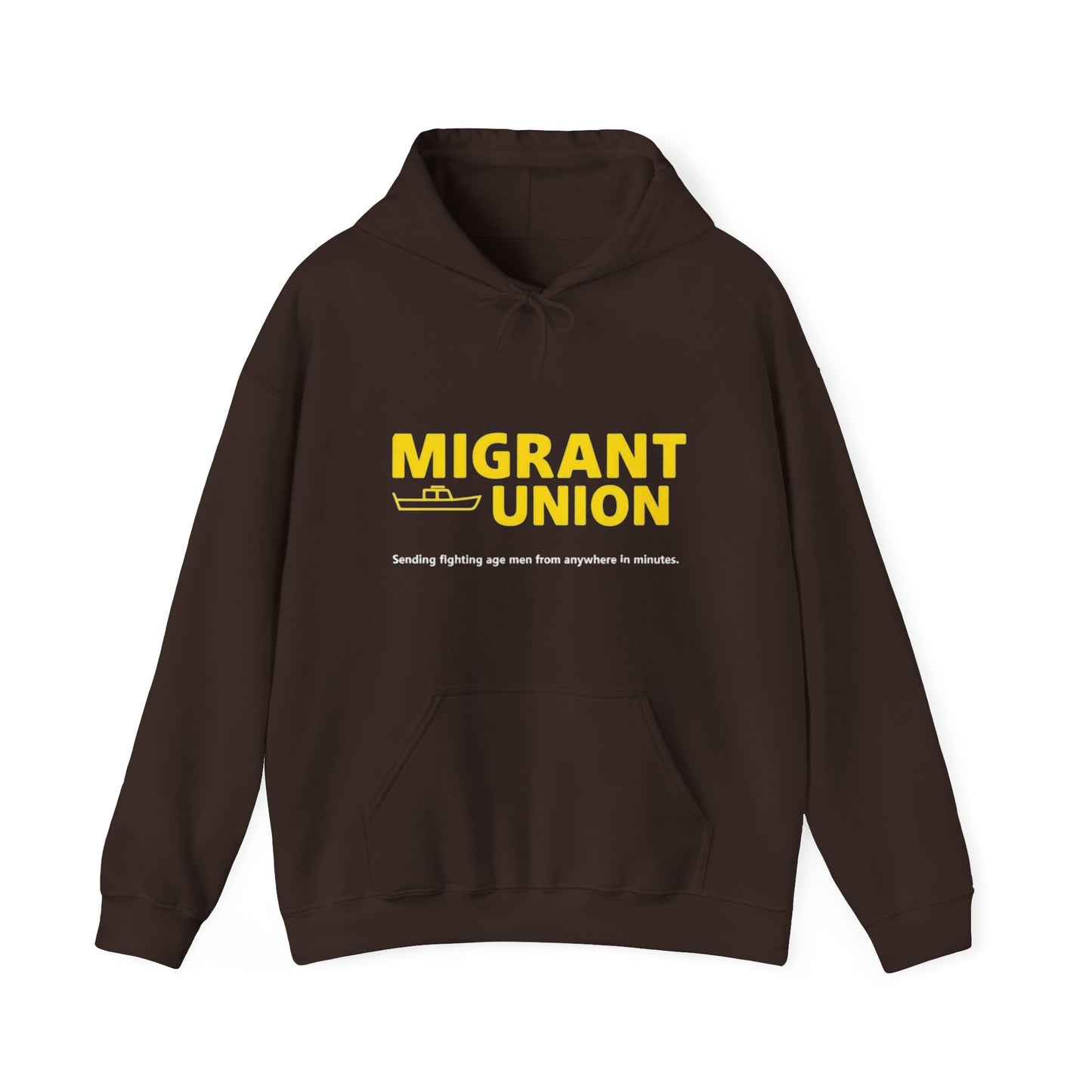 Migrant Union Hooded Sweatshirt, Unisex Sweatshirt, Cozy Layer, Activism Apparel, Streetwear, Gift for Protesters, Conscious Fashion