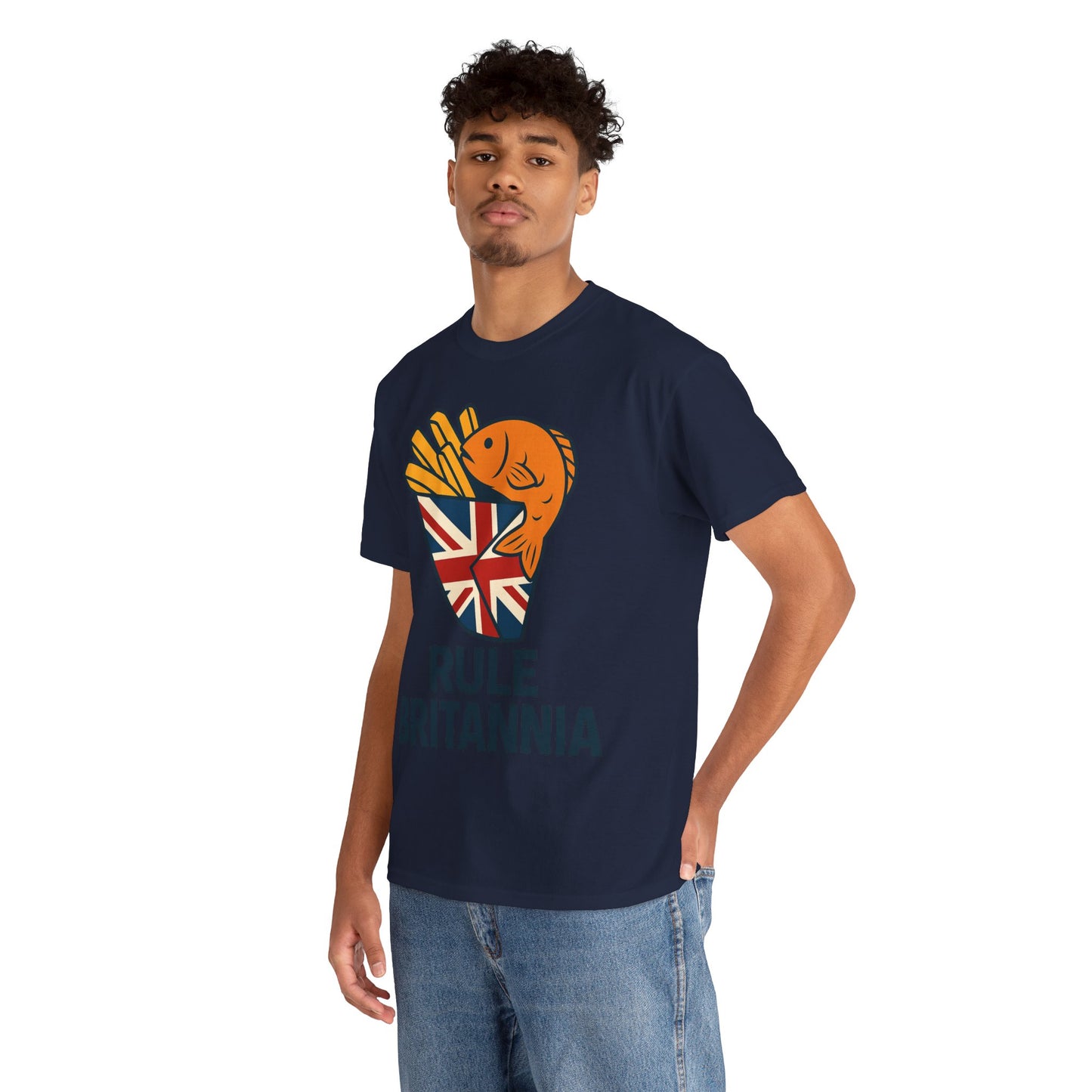 Fish & chips inspired Graphic Tee, Rule Britannia, Unisex Cotton T-Shirt, Casual Wear, Gift for Fish Lovers, Fun British Humor Shirt