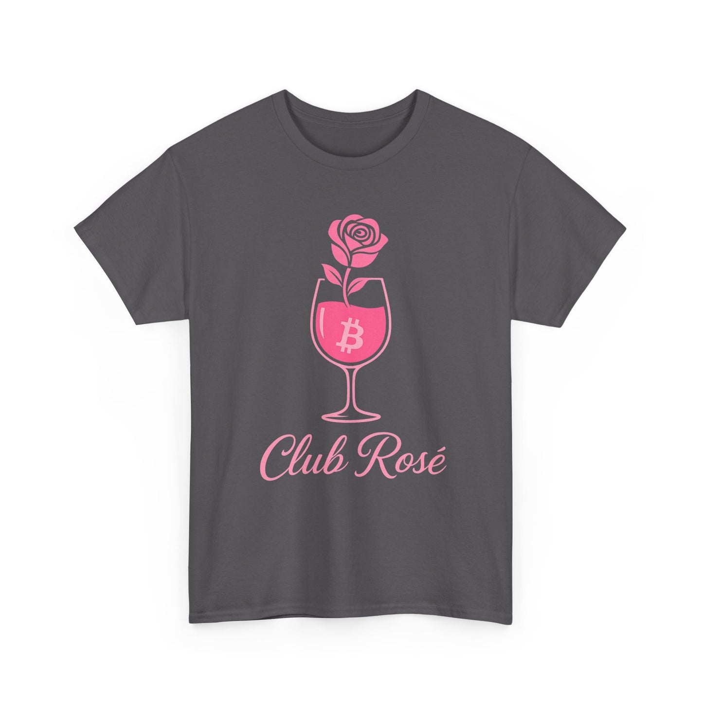 Stylish Club Rose Bitcoin-Themed Tee - Club Rosé Design, Unisex Heavy Cotton Shirt, Perfect for Parties, Casual Outings, Gift for Crypto Lovers