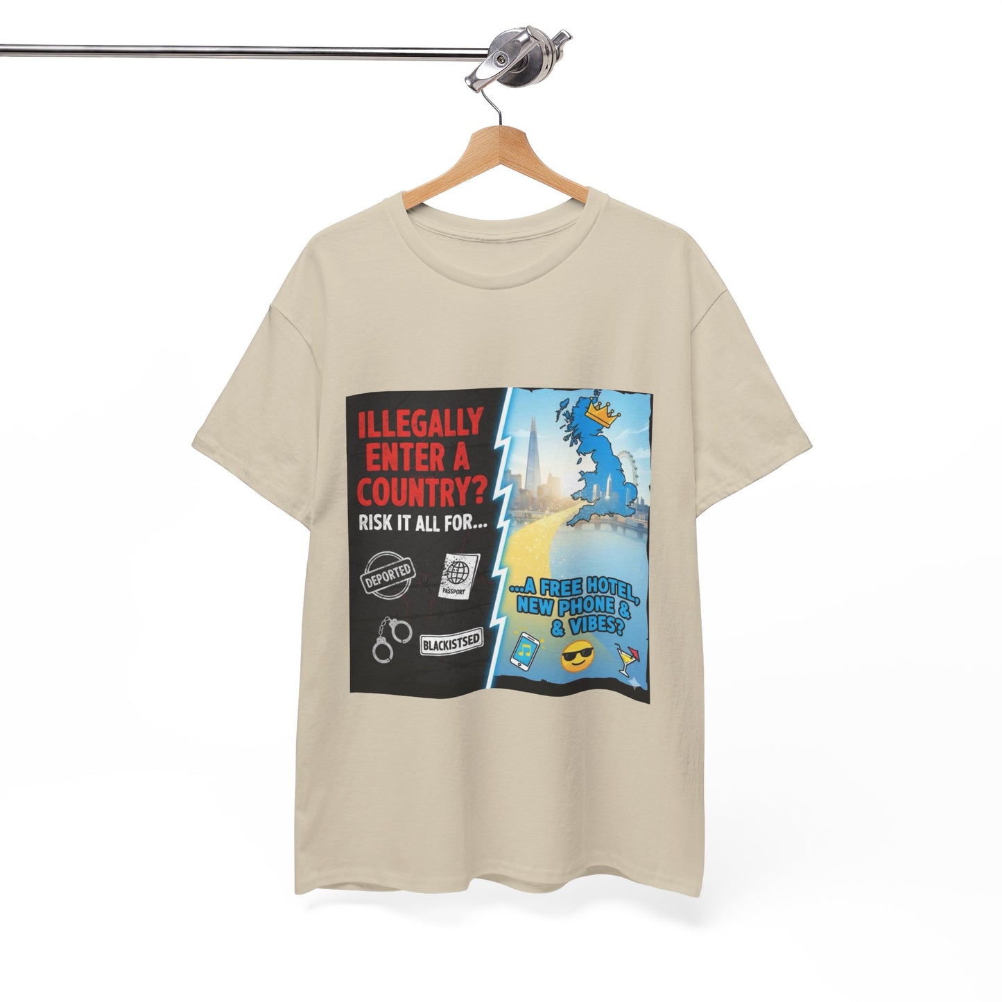 Enter illegally get free hotel t shirt - Bold Statement T-Shirt - Unisex Tee for Casual Wear, Gift for Friends, Humor Style, Graphic Tee, Perfect for Celebrations