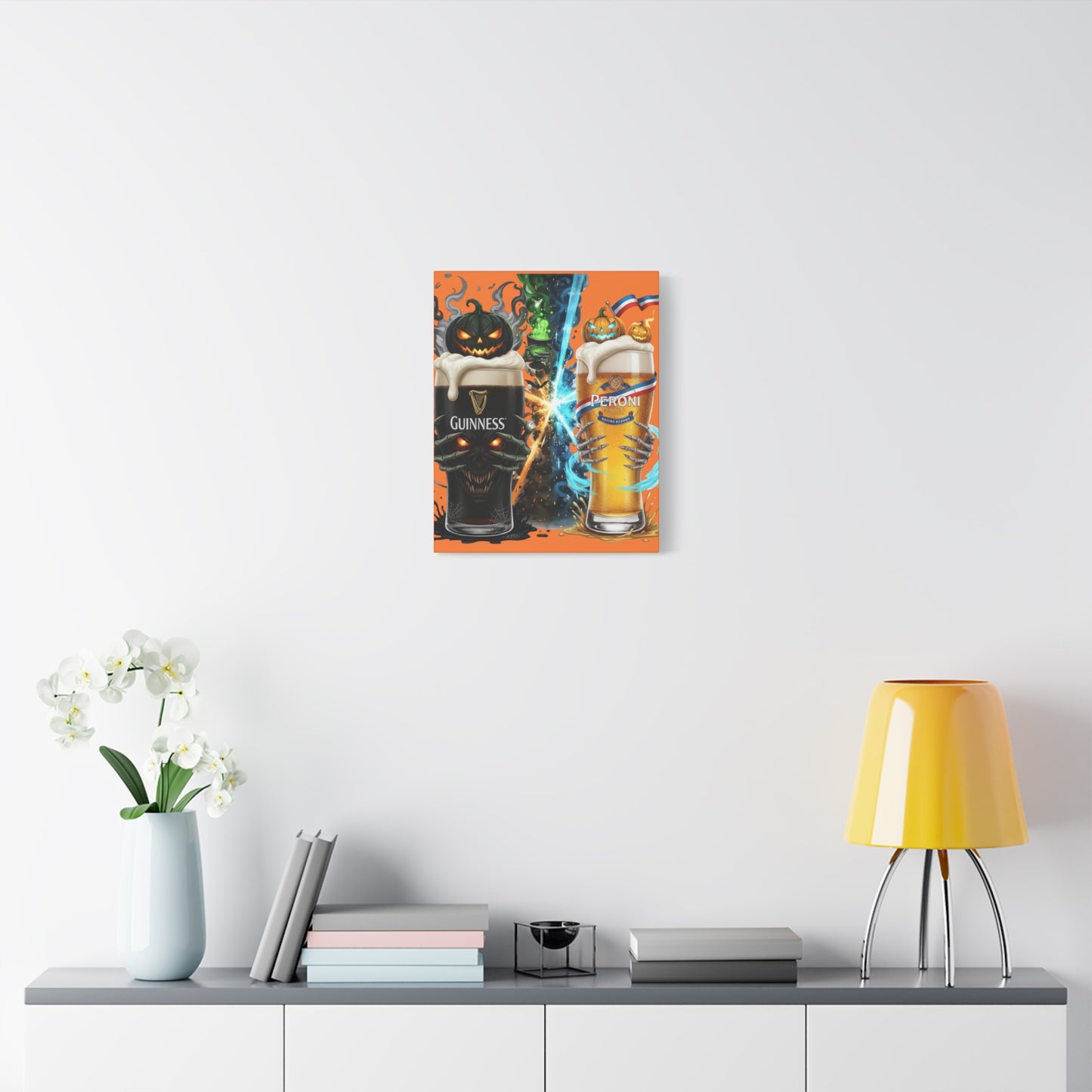 Halloween Guiness Beer Canvas Art Print, Spooky Wall Decor for Pub, Bar, Halloween Party, Unique Gift for Beer Lovers