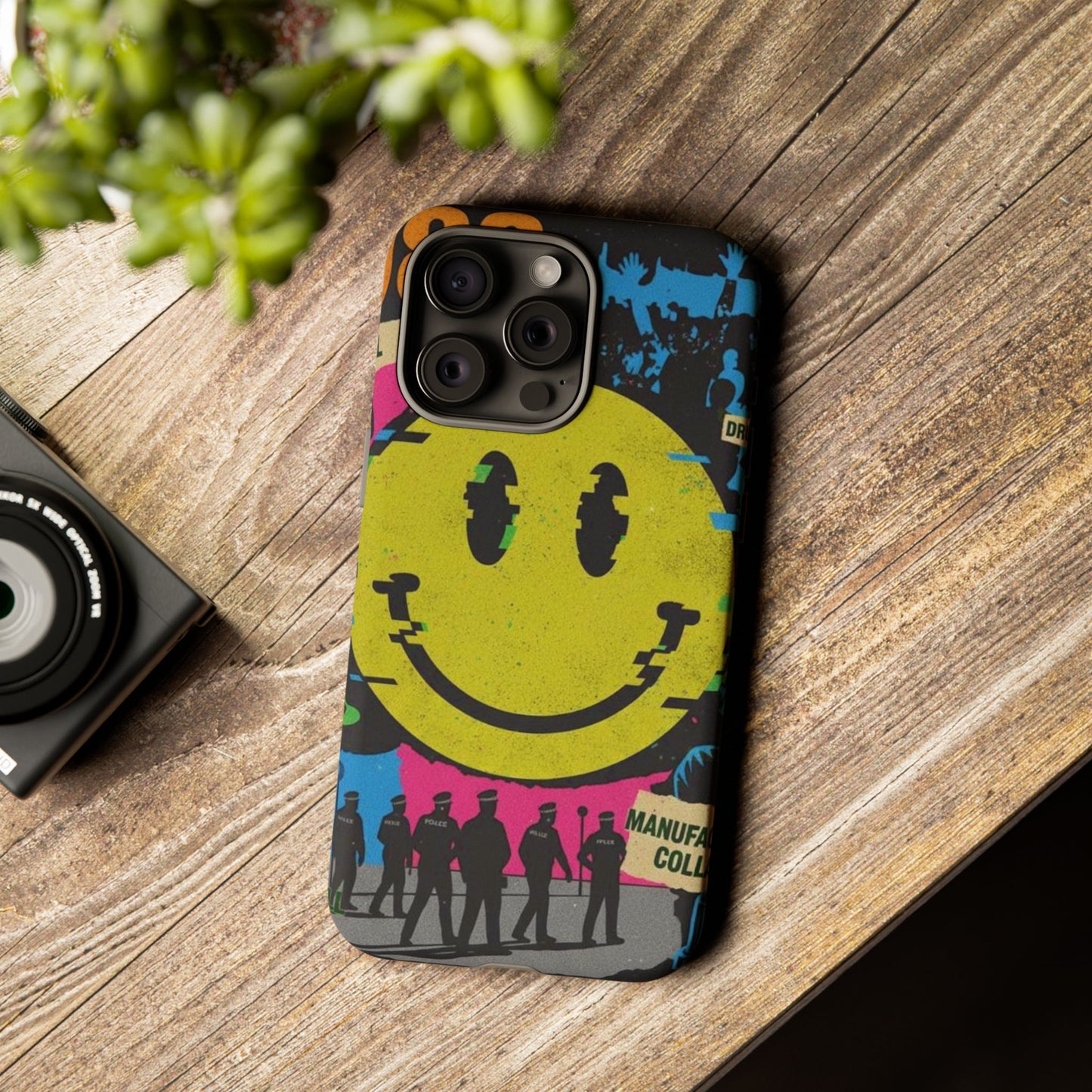 Acid house rave Vibrant iPhone Case, Tough Cases, Smiley Face Phone Cover, Fun Accessory, Colorful Phone Protector, Gift for Teenagers