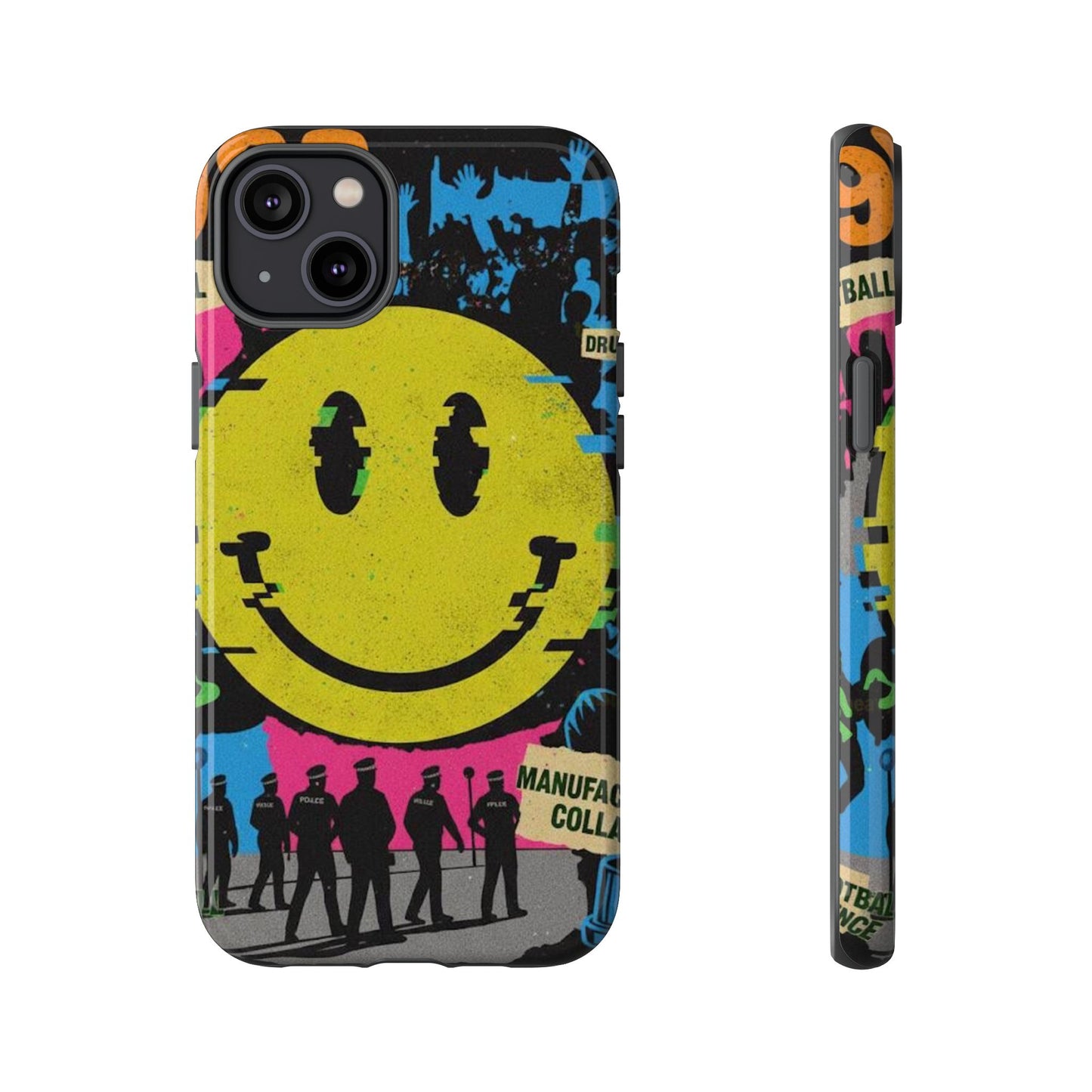 Acid house rave Vibrant iPhone Case, Tough Cases, Smiley Face Phone Cover, Fun Accessory, Colorful Phone Protector, Gift for Teenagers