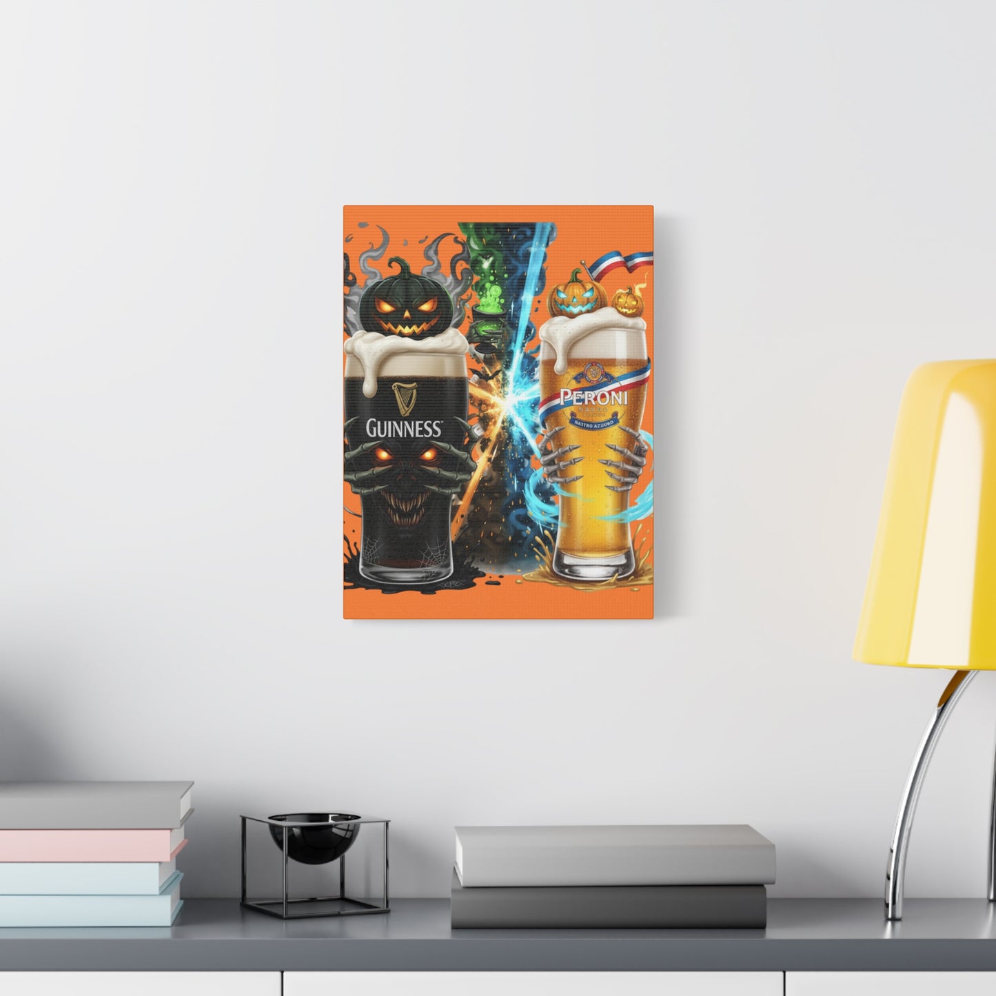 Halloween Guiness Beer Canvas Art Print, Spooky Wall Decor for Pub, Bar, Halloween Party, Unique Gift for Beer Lovers