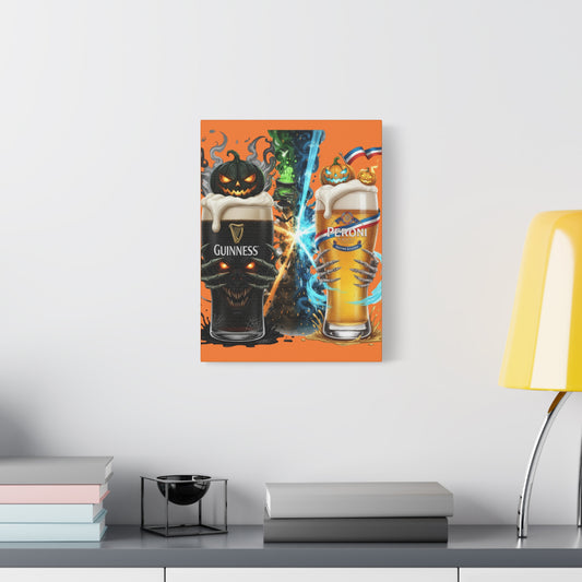 Halloween Guiness Beer Canvas Art Print, Spooky Wall Decor for Pub, Bar, Halloween Party, Unique Gift for Beer Lovers