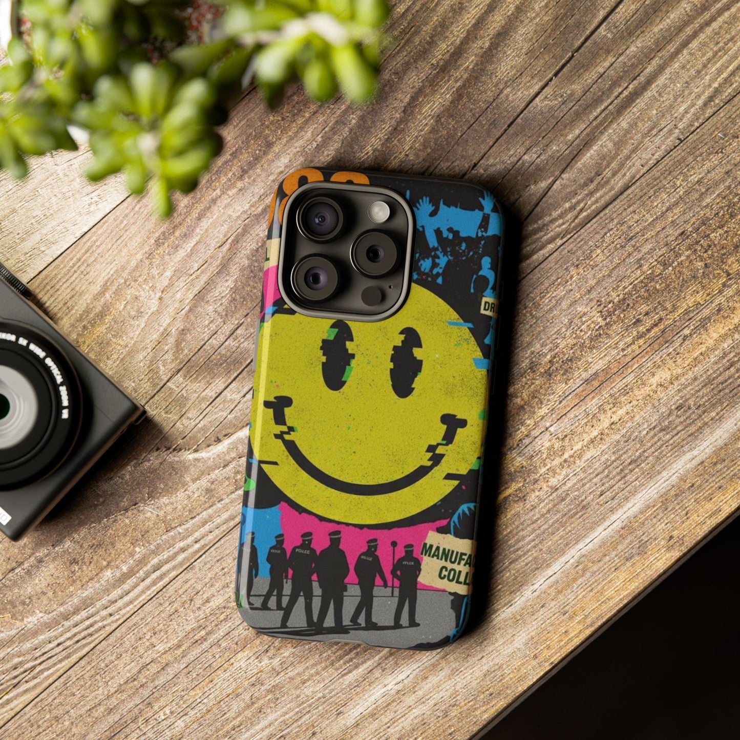 Acid house rave Vibrant iPhone Case, Tough Cases, Smiley Face Phone Cover, Fun Accessory, Colorful Phone Protector, Gift for Teenagers